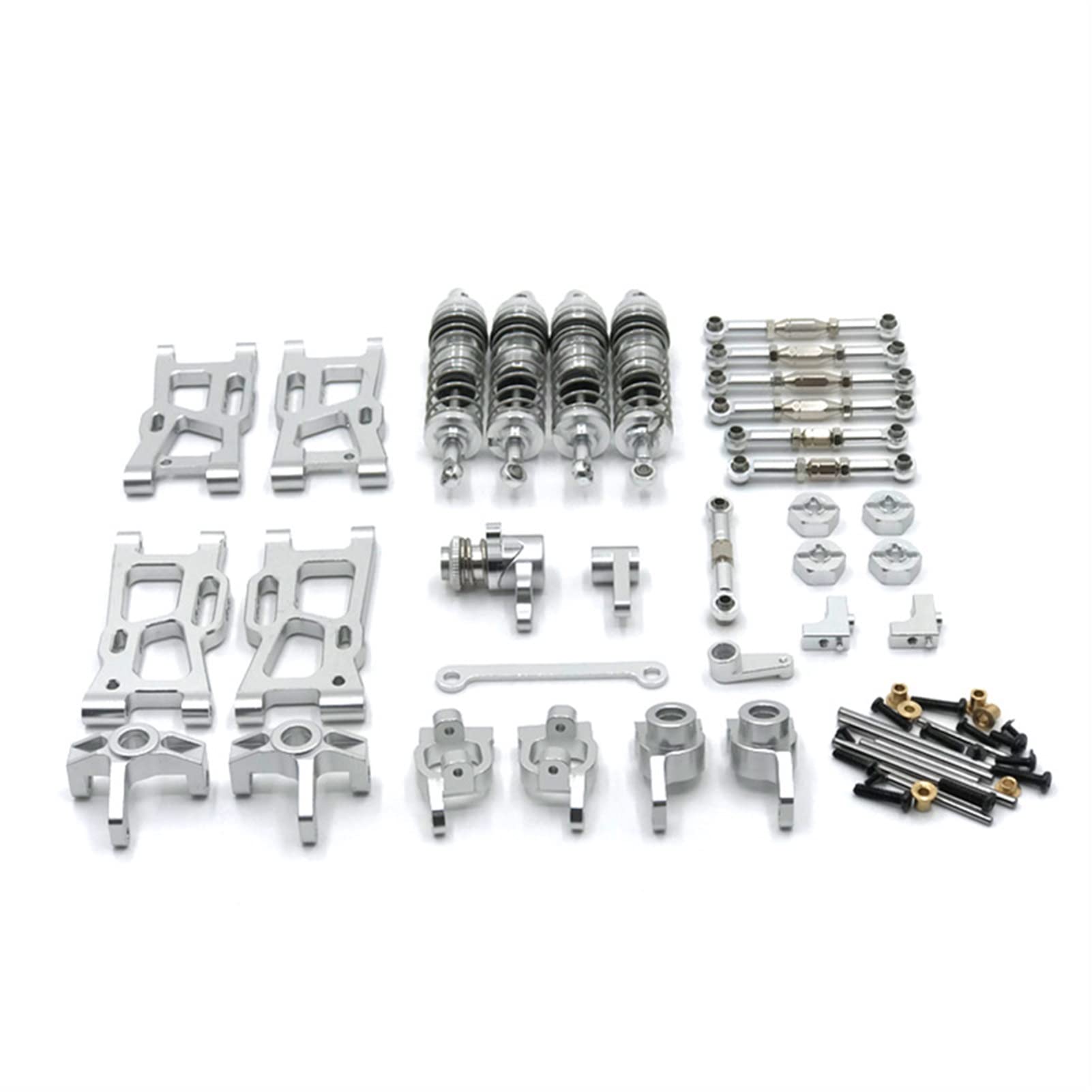 Wivplex Fernbedienung Auto Metall Upgrade Teile Schwinge Stange Hydraulische Stoßdämpfung, for WLtoys, 144001 144002 124017 124019 Rc-Auto-Stoßdämpferhalterung(Silver) von Wivplex