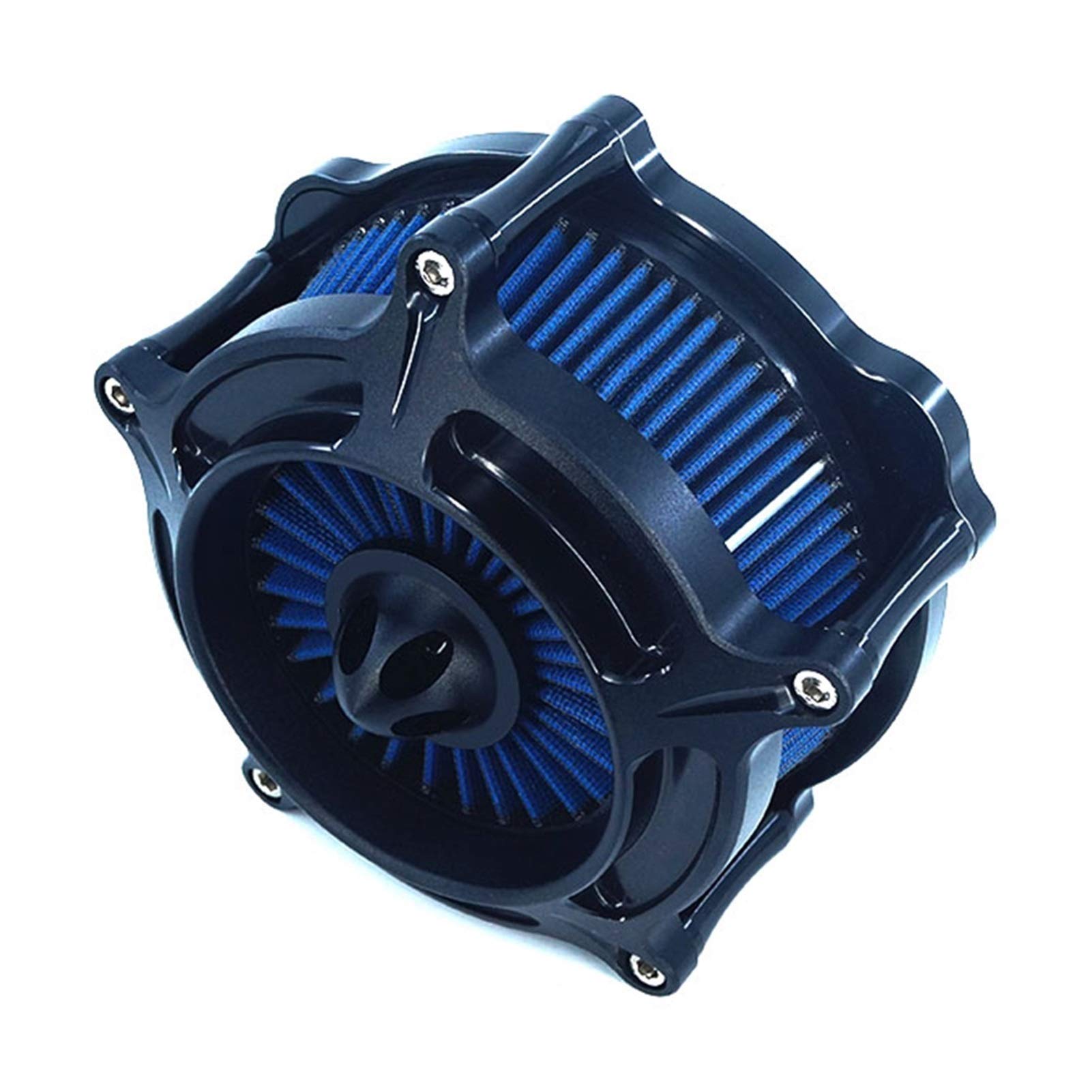 Wivplex Filter Motorrad Turbine Ansaugluftfilter CNC Kit, for Harley, Sportster XL 883 XL 1200 Dyna Softail Touring Electra Glide Luftfilter(Black Ops Blue A) von Wivplex