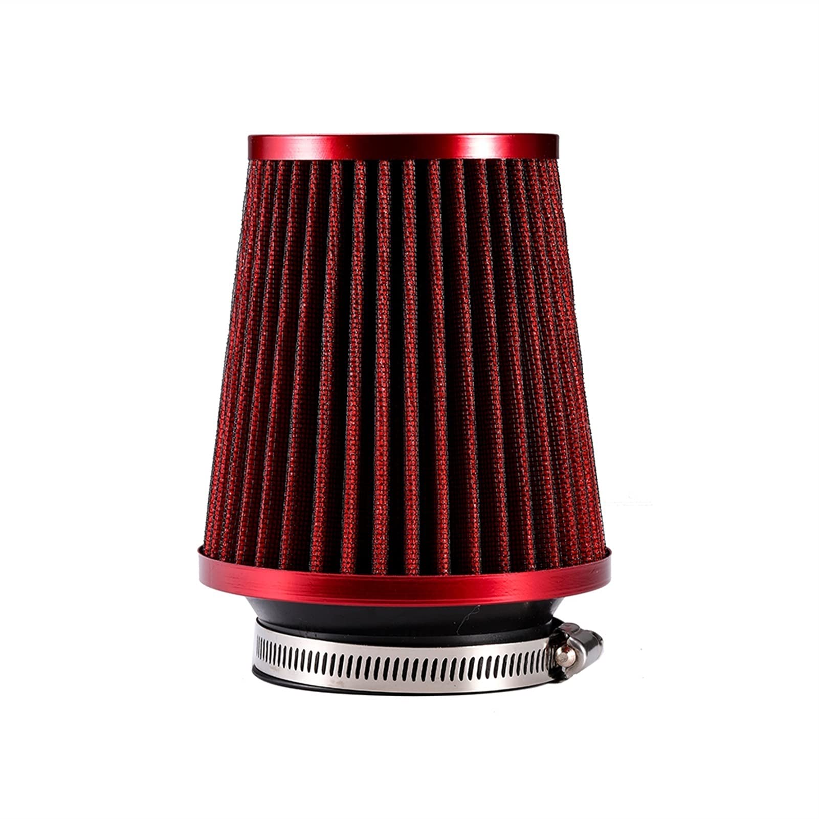 Wivplex Kaltluftfilter Universal Auto Rundkegel High Flow Waschbarer Turbo Luftfilter 76mm/3 Zoll Hochleistungs-Autozubehör Innenraumluftfilter(Red) von Wivplex