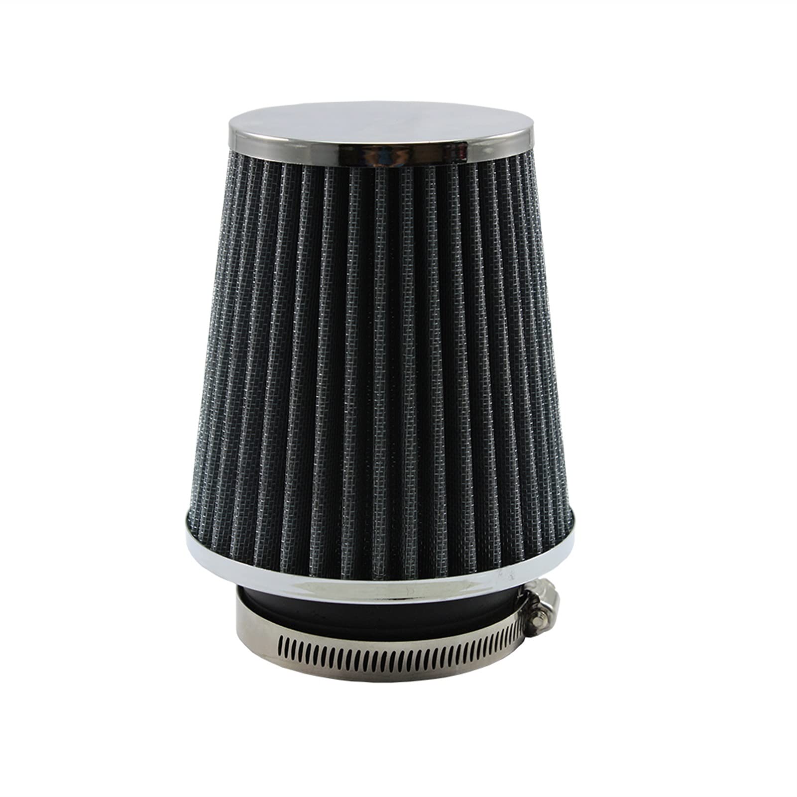 Wivplex Kaltluftfilter Universal Auto Rundkegel High Flow Waschbarer Turbo Luftfilter 76mm/3 Zoll Hochleistungs-Autozubehör Innenraumluftfilter(Sliver) von Wivplex