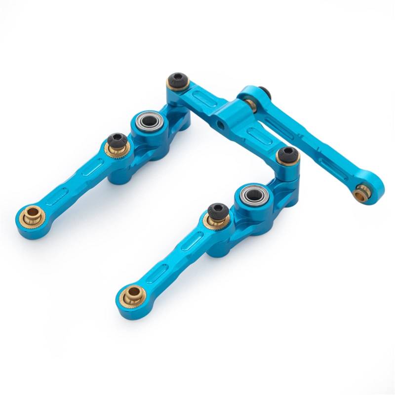 Wivplex Lenksatz aus Aluminiumlegierung, Dog Bone-Antriebswelle, Propellergelenk aufrecht, for Tamiya, for TT02-Chassis 1/10 RC On Road Car Aufhängungsarm-Set(Steering Set Blue) von Wivplex