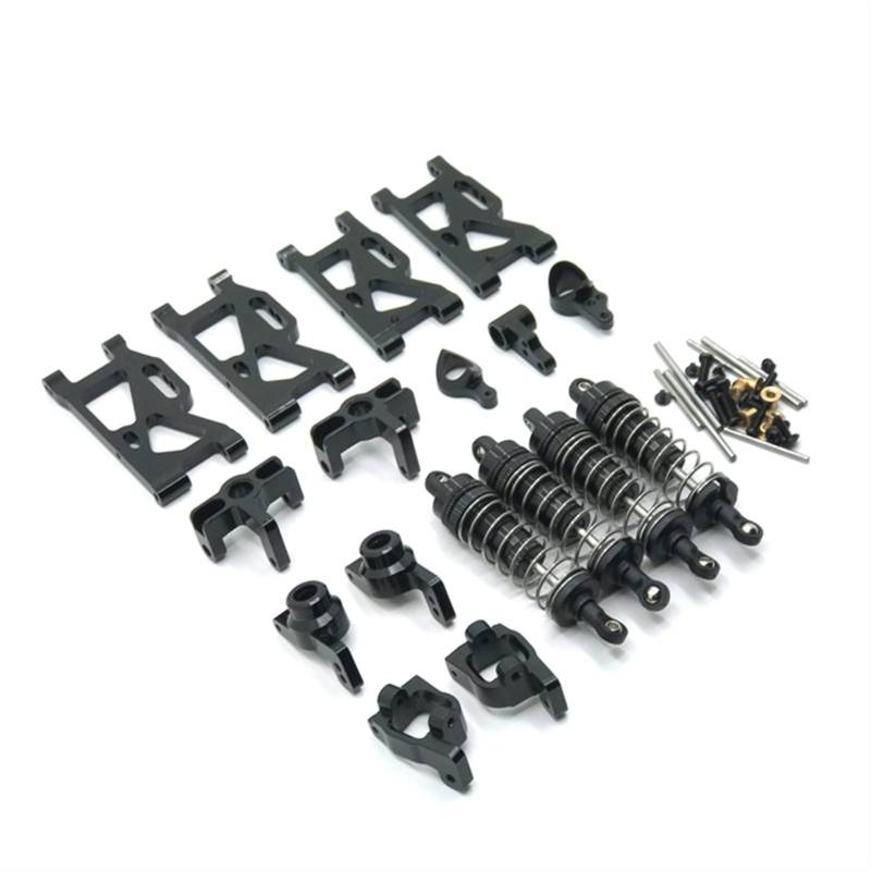 Wivplex Metall Fernbedienung Auto Metall Modifikation Teile Schwinge Stoßdämpfer, for WLtoys, 144001 124017 124019 Rc-Auto-Stoßdämpferhalterung(Black) von Wivplex