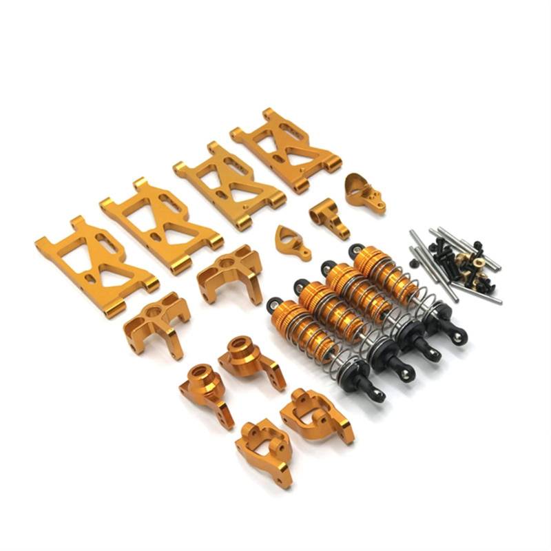 Wivplex Metall Fernbedienung Auto Metall Modifikation Teile Schwinge Stoßdämpfer, for WLtoys, 144001 124017 124019 Rc-Auto-Stoßdämpferhalterung(Gold) von Wivplex