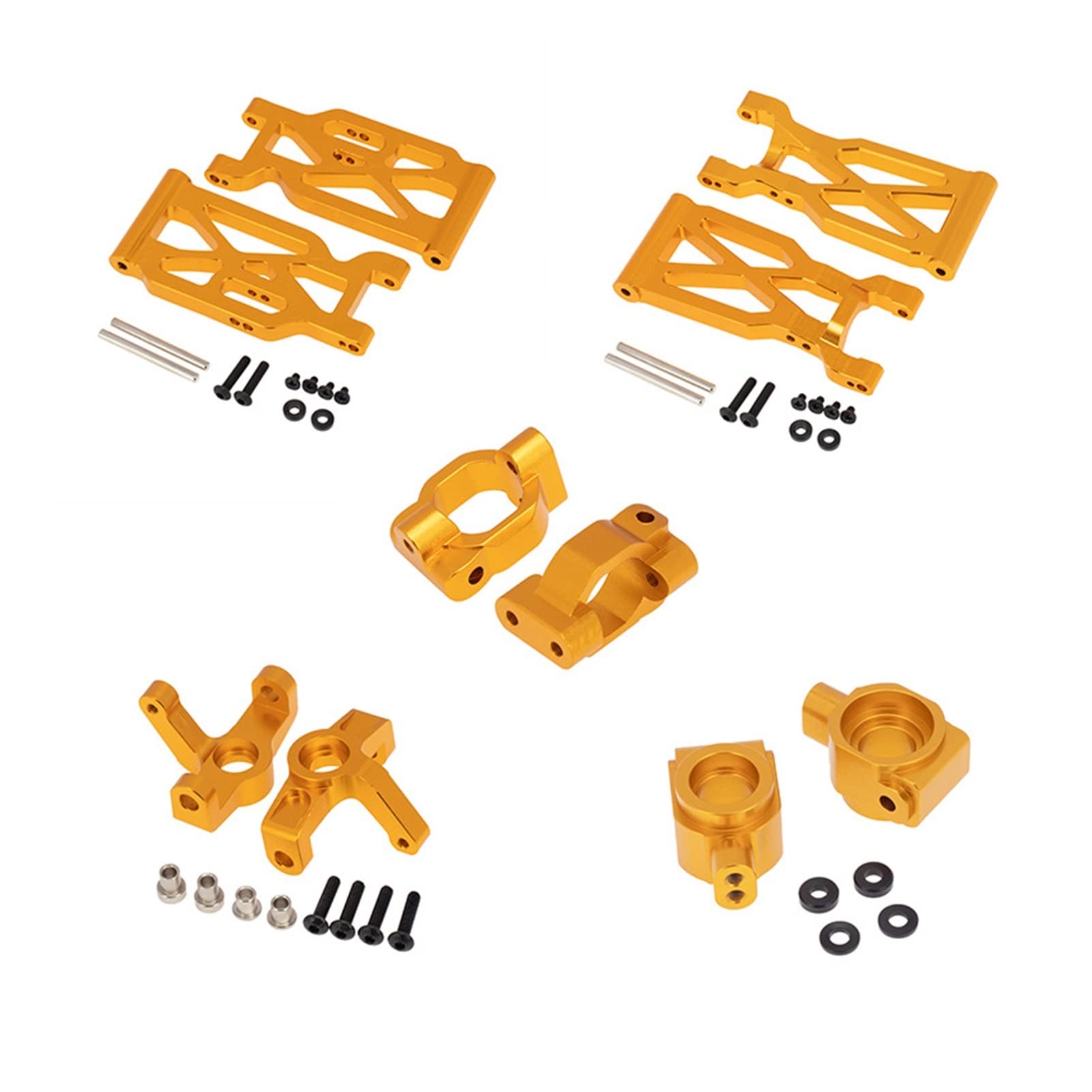 Wivplex Metall-Upgrade-Teile, for WLtoys, 104001 Rc-Auto, Metall-Upgrade-Teile, vordere und hintere Schwingen, Lenkschale C, für, for Sitz, hintere Schale Rc-Auto-Stoßdämpferhalterung(Gold) von Wivplex