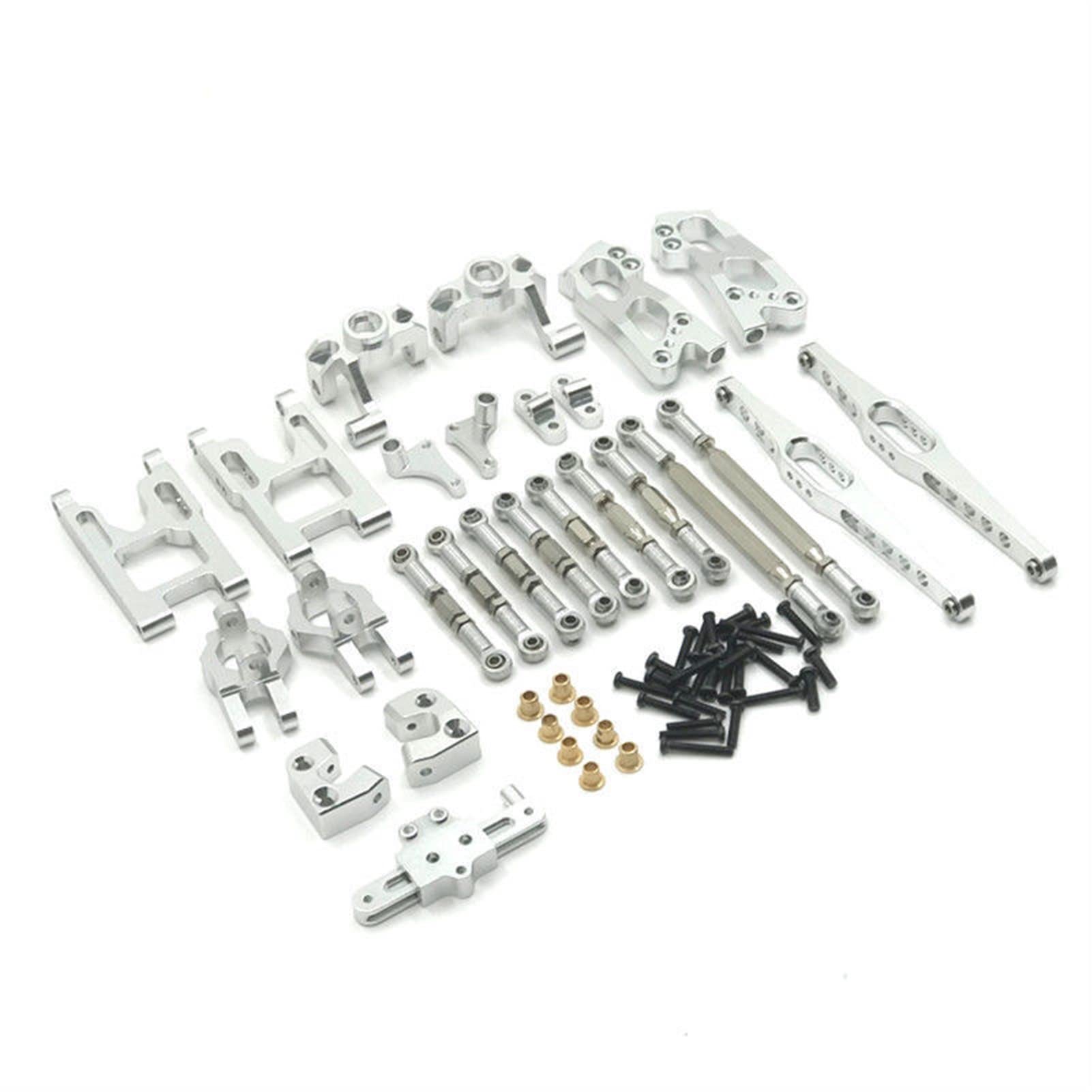 Wivplex Metall-Upgrade-Teile-Set, Schwenkarm, Lenkbecher, Zugstange usw., for WLtoys, 12428 AB C 12423 FY-01 02 03 Rc-Auto-Stoßdämpferhalterung(Silver) von Wivplex