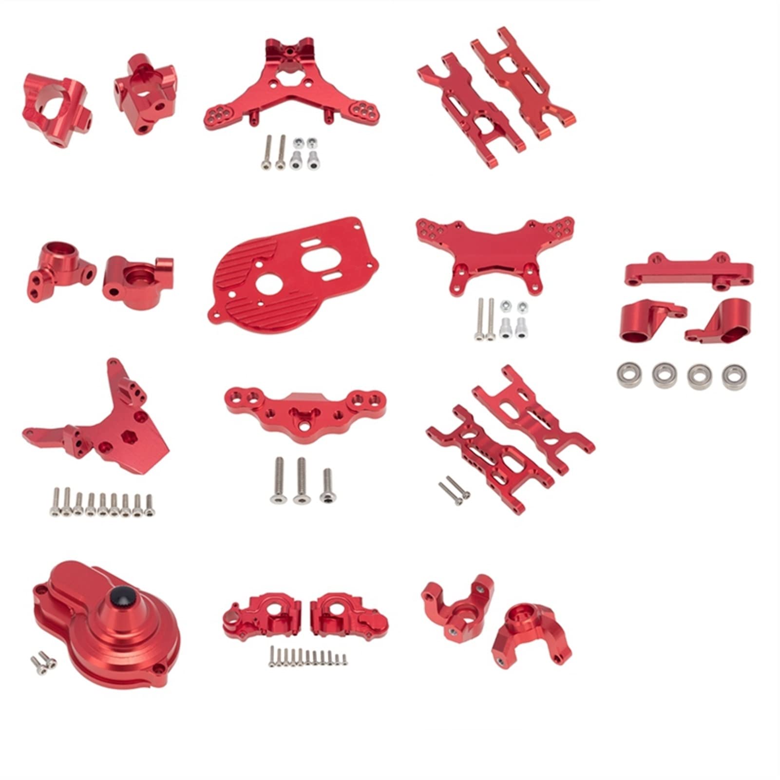 Wivplex Metall-Upgrade-Teilesatz, Achsschenkel-Aufhängungsarmsatz, for Losi, for 1/18 Mini-T 2.0 2WD RC Truck-Upgrade-Teile Aufhängungsarm-Set(Red) von Wivplex