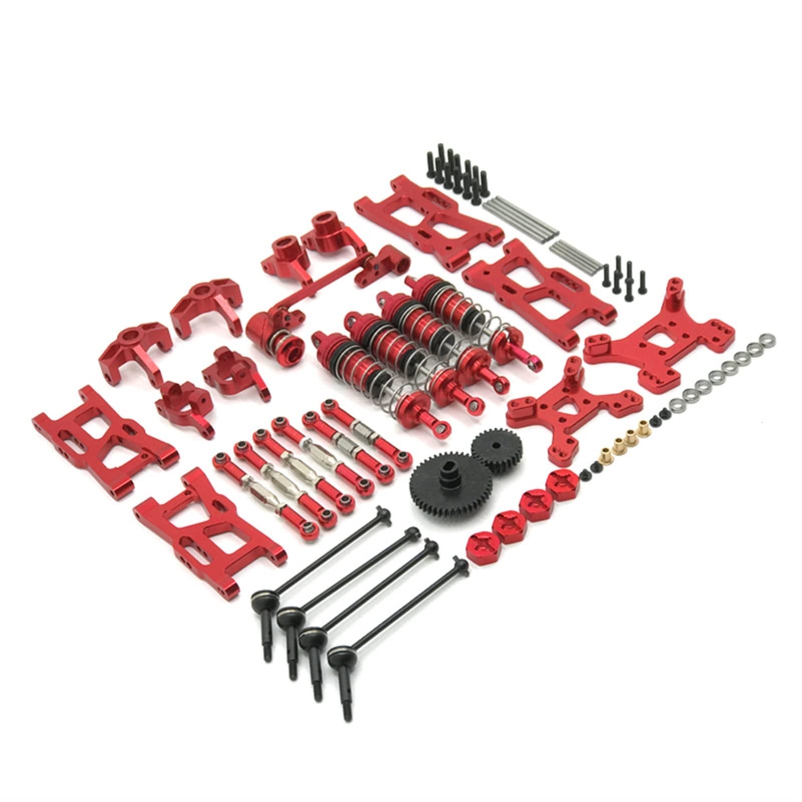 Wivplex Metall-Upgrade- und Modifikationsteile, gefährdete Modifikationskits, 14-teiliges Set, for WLtoys, RC-Car 144001 124019 Rc-Auto-Stoßdämpferhalterung(Red) von Wivplex