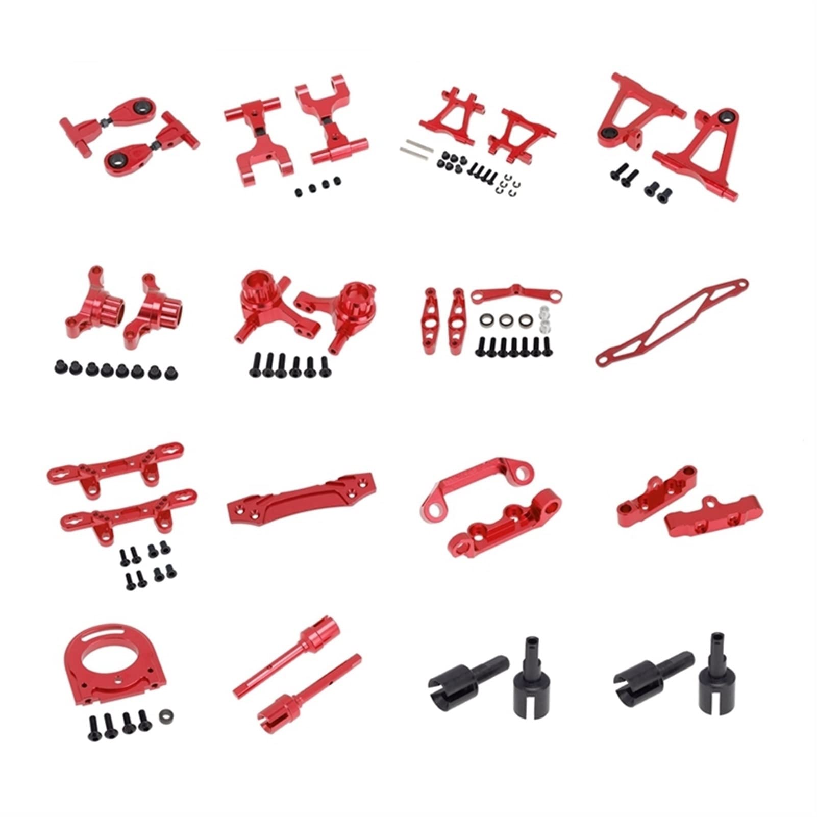 Wivplex Metallmodifikations-Zubehörsatz, Querlenker, Achsschenkelsatz, for Tamiya, for TT-02 TT02 1/10 RC-Auto-Upgrade-Teile Aufhängungsarm-Set(Red) von Wivplex