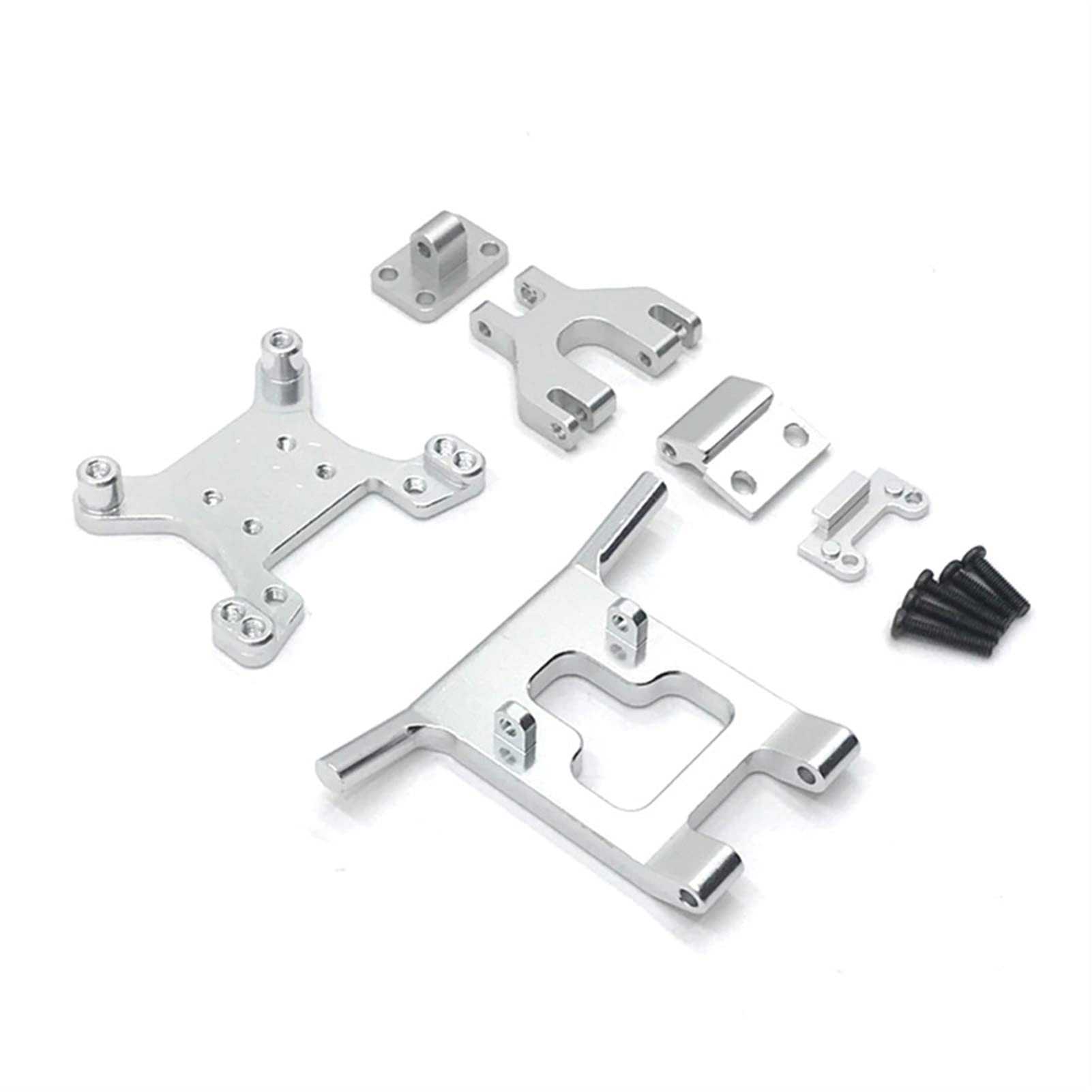 Wivplex Metallteile Fernbedienung Autoteile Stoßdämpferhalterung for vordere Stoßstange, for WLtoys, 124017-16-18 124019 144001 Rc-Auto-Stoßdämpferhalterung(Silver) von Wivplex