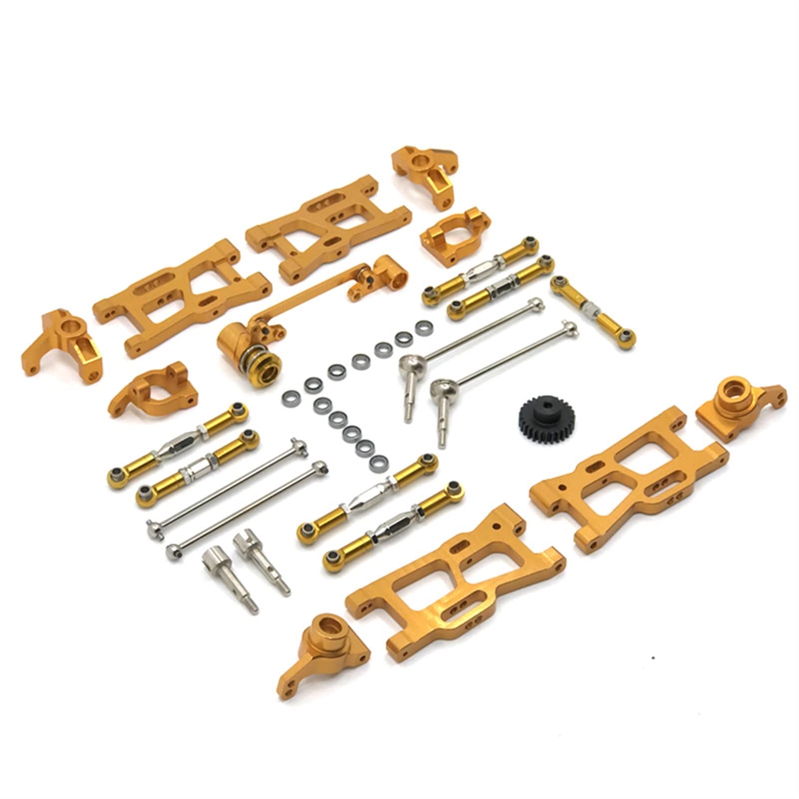 Wivplex Metallzubehörsatz Fernbedienung Auto 1/12 1/14 RC Autoteile, for WLToys, 144001 124016 124017 124018 124019 Rc-Auto-Stoßdämpferhalterung(Gold) von Wivplex