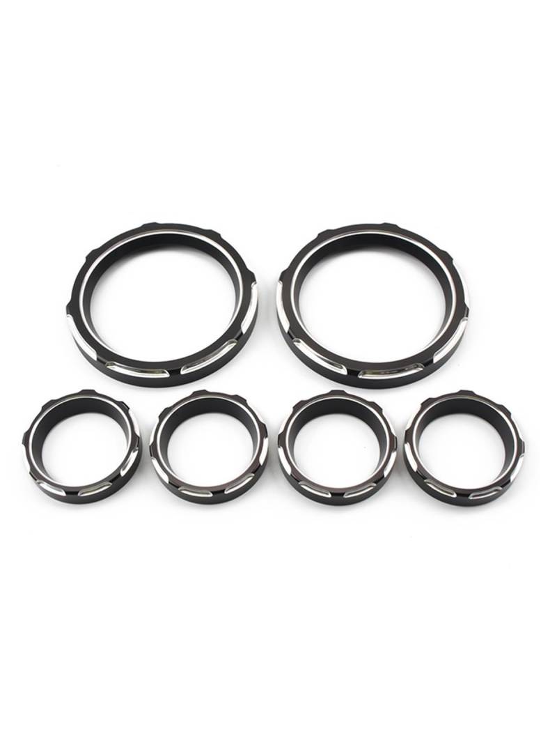 Wivplex Motorrad-Instrumenten-Tachometer-Lünetten-Abdeckungs-Set, schwarz, for Harley, Touring Electra Glide Street Glide Tour Glide 1996–2013 Zierring für Motorradinstrumente(Black White) von Wivplex