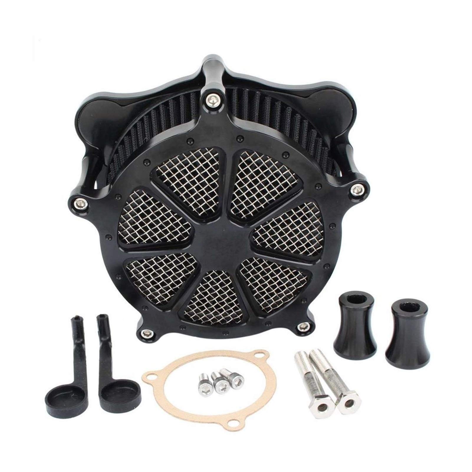 Wivplex Motorrad-Luftfilter-Venturi-Schnitt-Reiniger-Kits, for Harley, Touring Road King Electra Street Glide 08-2016 Softail Dyna FXDLS 2017 Luftfilter(Black) von Wivplex