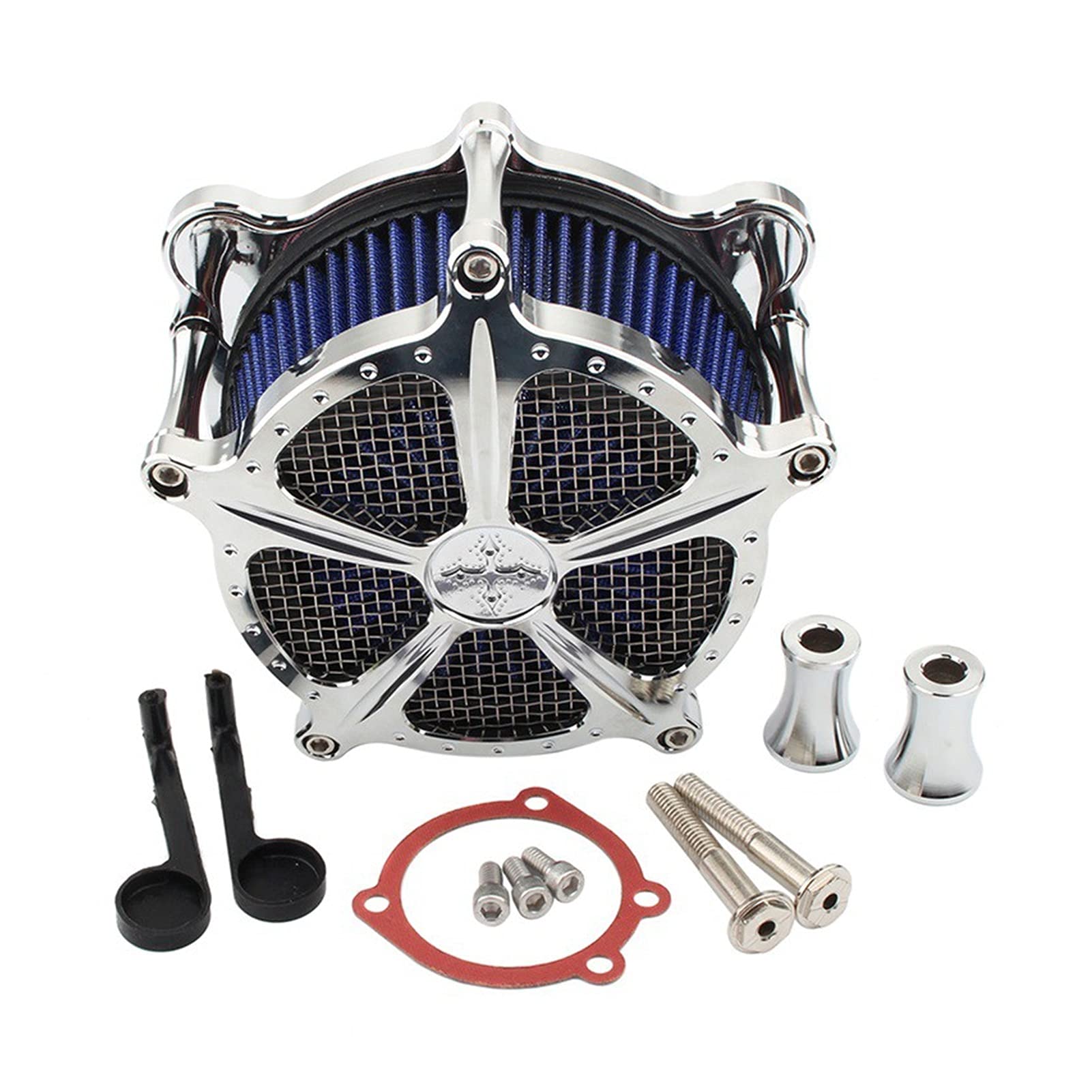 Wivplex Motorrad-Luftfilterreiniger-Ansaugelement, blaues Kit, for Harley, Dyna FXR Street Bob Low Rider Softail Touring Road King Glide Luftfilter(J) von Wivplex