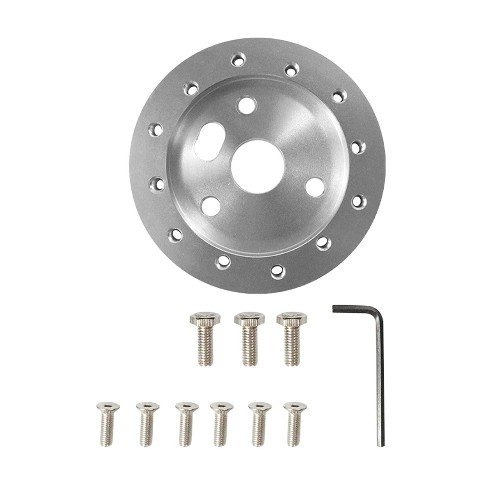 Wivplex Schwarz-Silber 1/2-Zoll-Lenkrad for Grant 3-Loch-Adapter 0,5-Zoll-Radnabe Universal 6 Löcher Lenkradadapter Boss Kfz-Lenkradnabe(Silver) von Wivplex