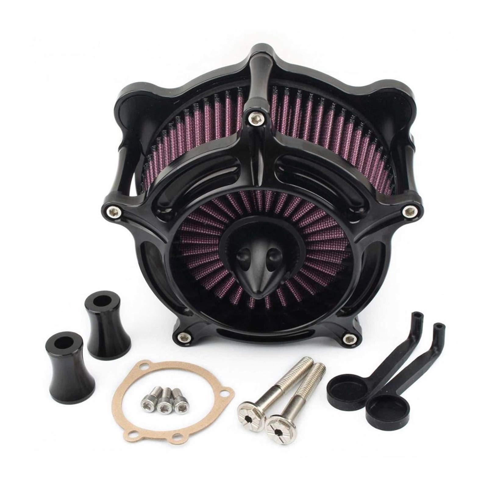 Wivplex Schwarzer Luftfilter Motorrad Contrast Cut Turbine Intake Luftfilter, for Harley, Sportster XL883 XL1200 1991-2019 Luftfilter Moto Luftfilter von Wivplex