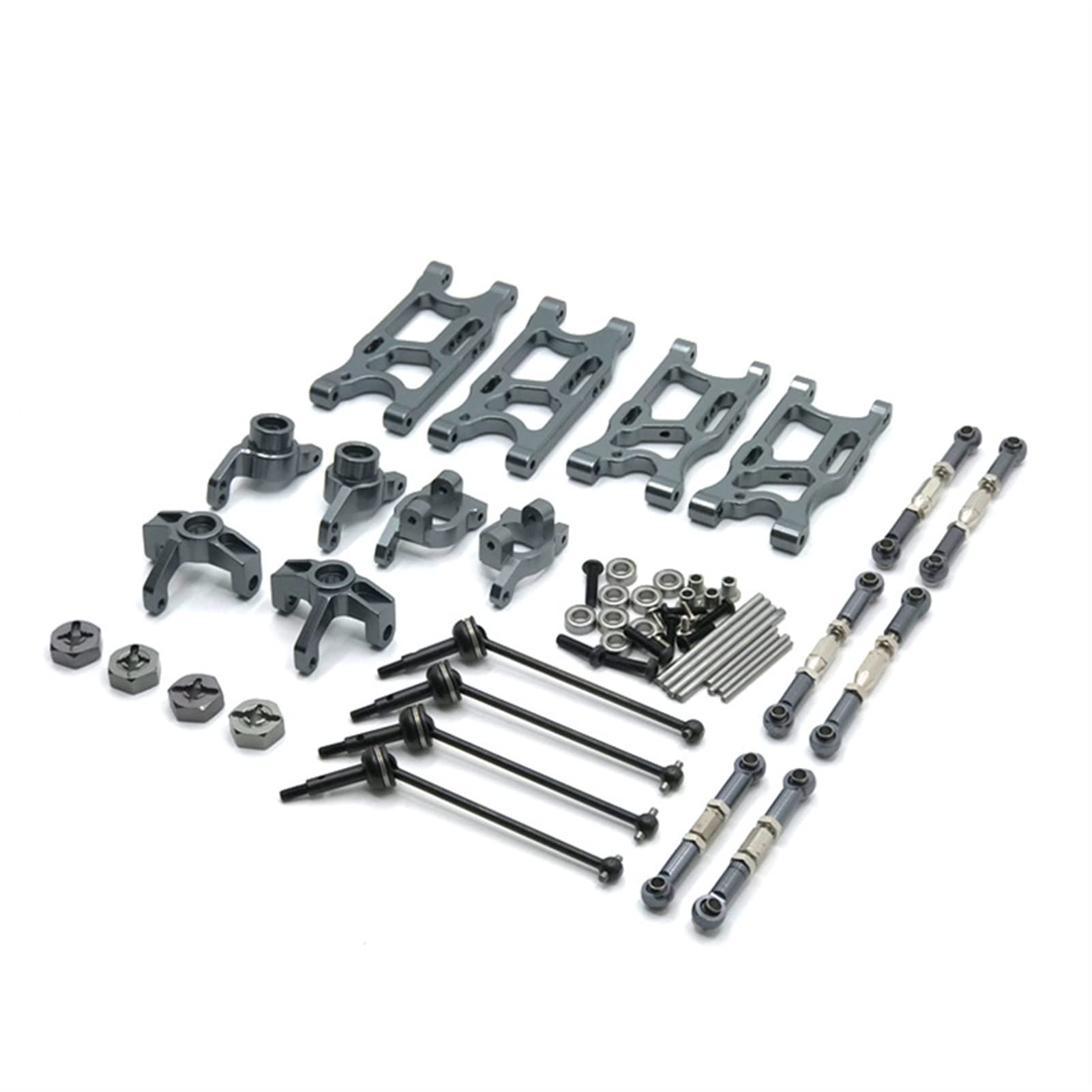 Wivplex Upgrade Teile Schwinge Lenkung Cup Dog Bone CVD Spurstange Kit LC Racing, for WLtoys, 144001 124016 124017 124018 124019 RC Auto Rc-Auto-Stoßdämpferhalterung(Gray) von Wivplex