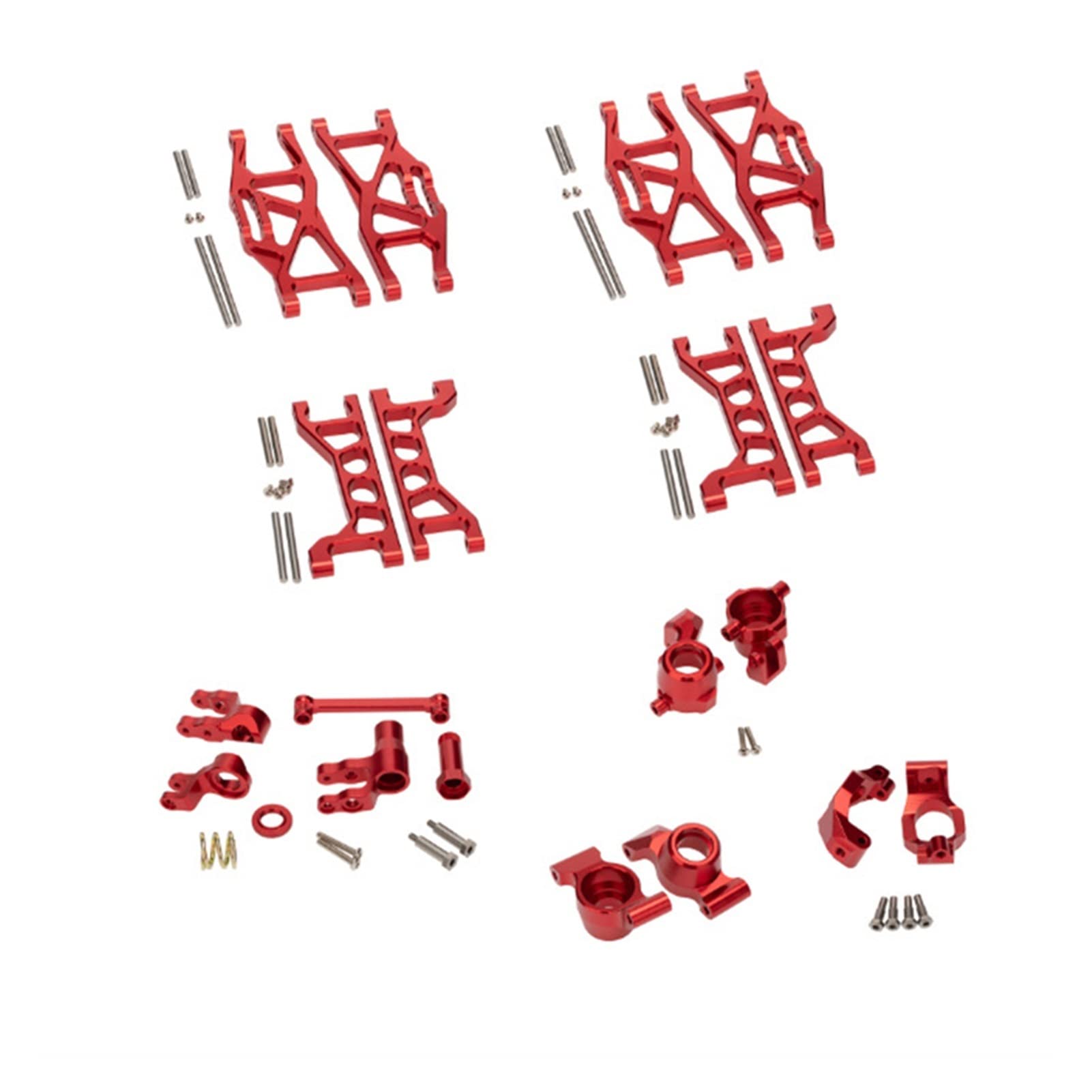 Wivplex Upgrade-Teile aus Aluminiumlegierung, kompletter Satz, for Sitz, C-Lenkbecher, Schwingarm-Lenkgruppe, 1/10 RC-Auto, for Traxxas, MAXX Rc-Auto-Stoßdämpferhalterung(1set red) von Wivplex