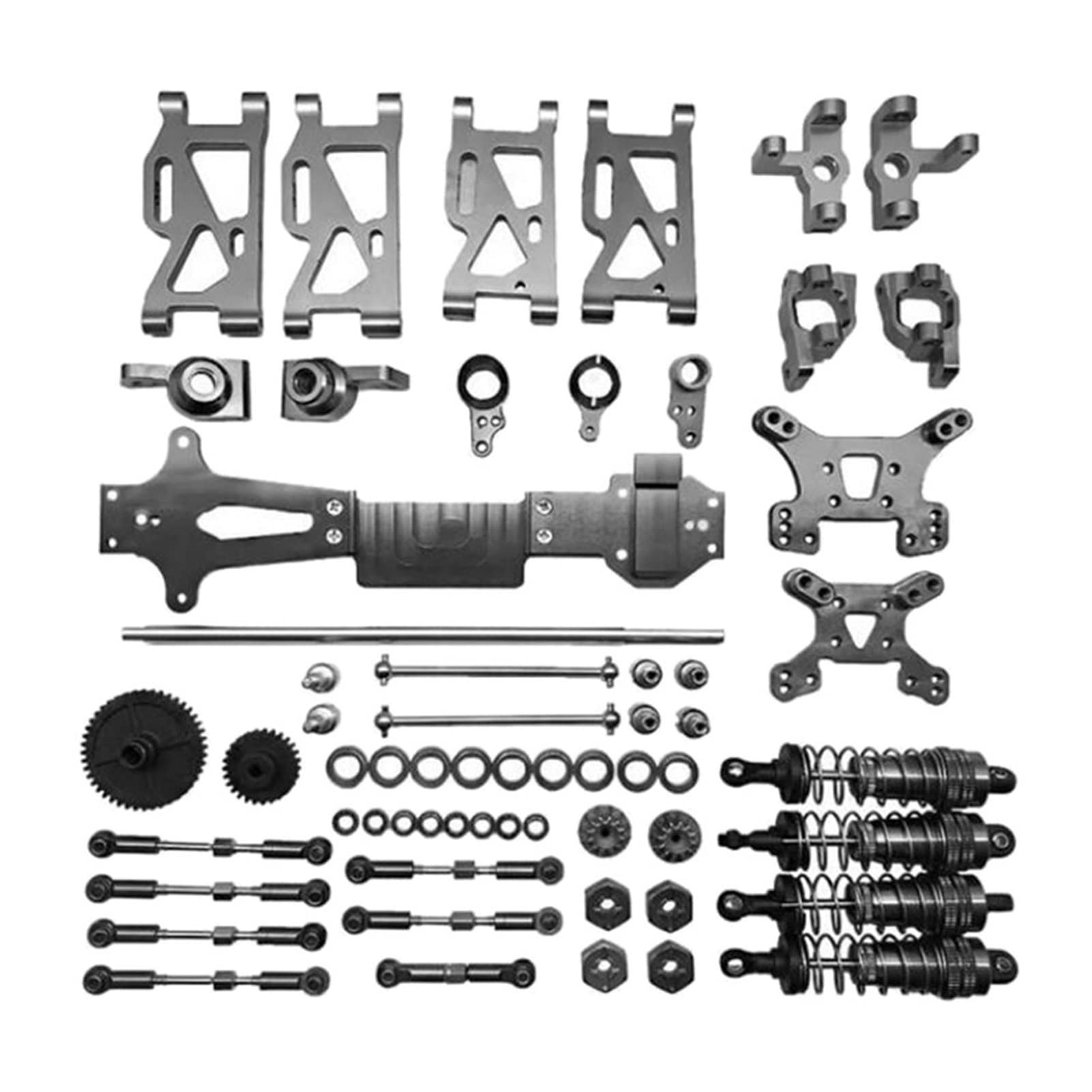 Wivplex Vollständiger Satz Upgrade-Teile inklusive C, for Sitz, Lenkbecher-Schwingengetriebe, for WLtoys, 144001 Rc-Auto-Stoßdämpferhalterung(Titanium) von Wivplex