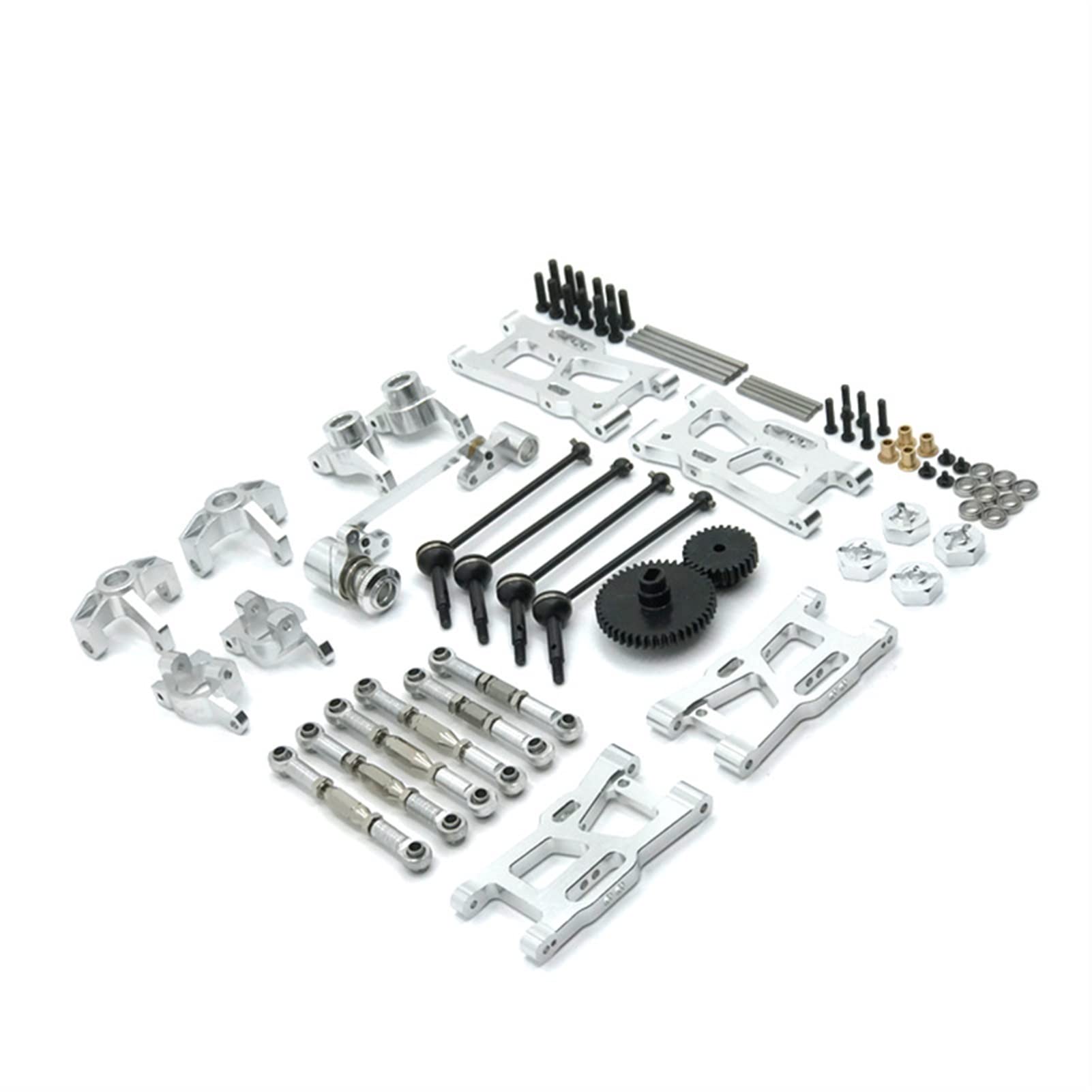 Wivplex for WLtoys, 144001 124019 124018 124017 124016 Verbessertes Metallteileset RC-Autoteile Rc-Auto-Stoßdämpferhalterung(Silver) von Wivplex