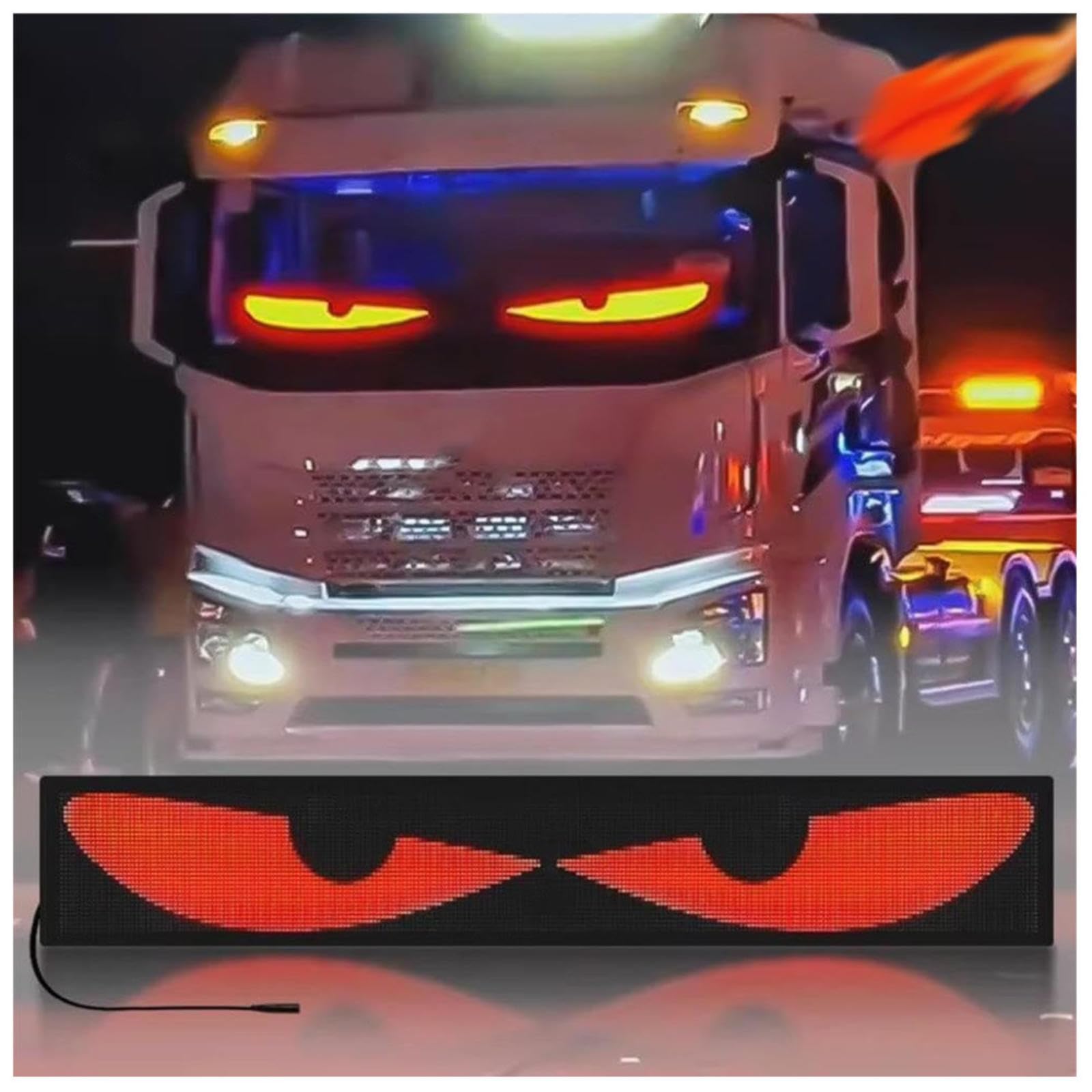 LKW Augen 𝐋𝐄𝐃, Programmierbare leuchtende Augen für Auto Hohe Helligkeit Straßenverkäufern,120x16.6CM von Wizvox