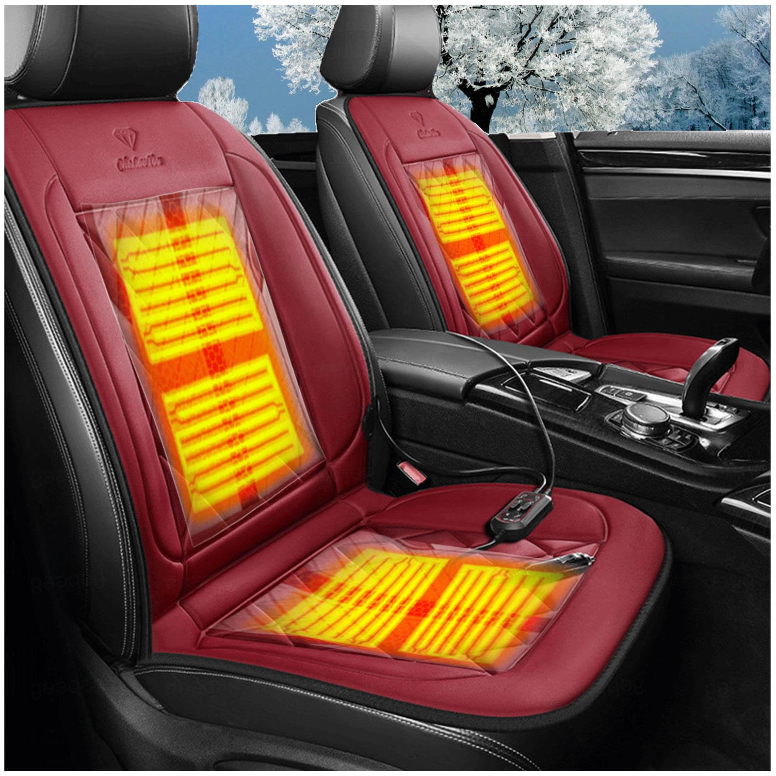 Wizvox 12V Auto Sitzheizung, 65 °C Konstante WäRmeleitung, rutschfest Auto Sitzauflagen, Passend füR Die Meisten Autos,red von Wizvox