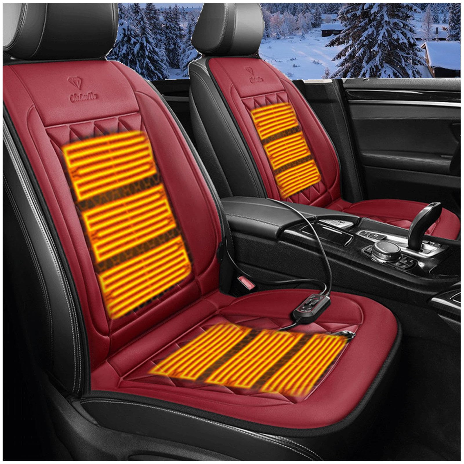 Wizvox 12V Auto Sitzheizung 12v, Dreistufige Heizung, Leistungsschutz, rutschfest Und VerschleißFest Car Seat Cover, füR Stuhl,Auto,Home Office,red von Wizvox