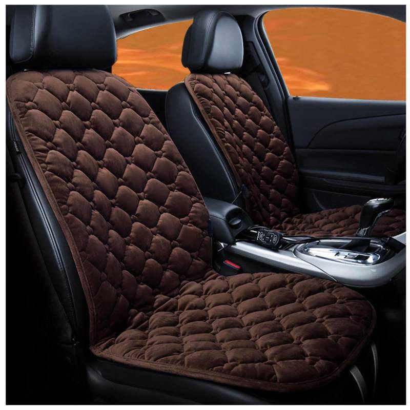 Wizvox 12V Auto Sitzheizung 12v, Dreistufige Heizung, rutschfest Und VerschleißFest, Warm Autositzauflage Vordersitze, Passend füR Die Meisten Autos,Brown-Doubleseater von Wizvox