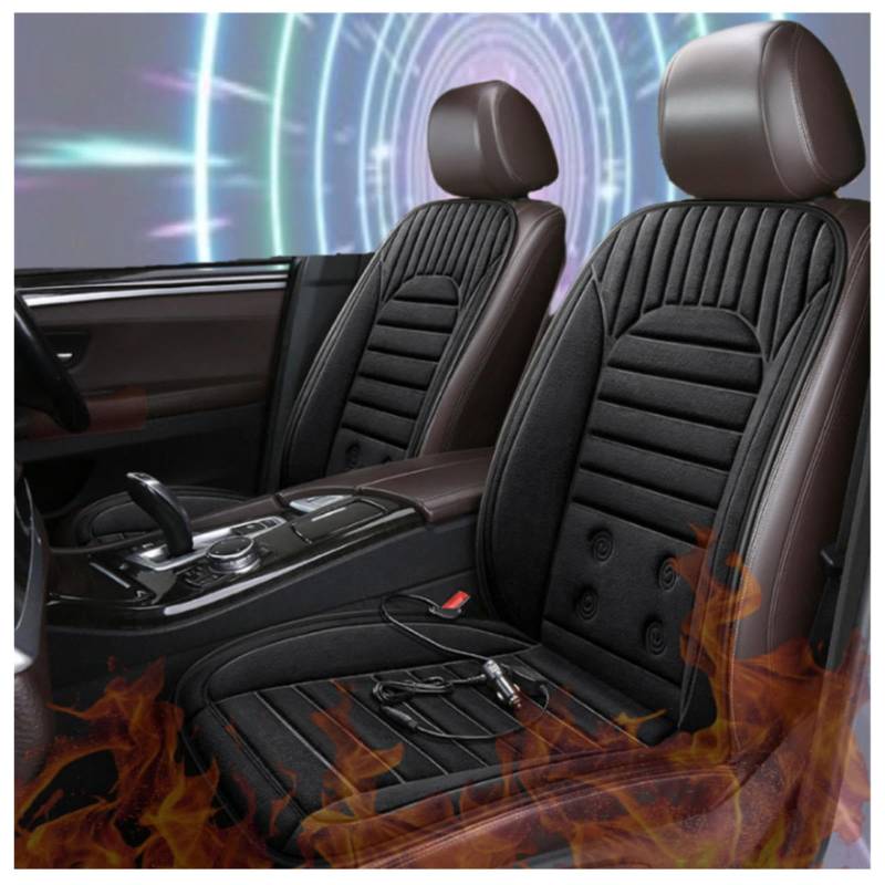 Wizvox 12V Auto Sitzheizung Auflage, Dreistufige Heizung, Leistungsschutz, rutschfest Und VerschleißFest SitzbezüGe Auto Fahrersitz, Compatible with 95% of Cars,Black-Doubleseater von Wizvox