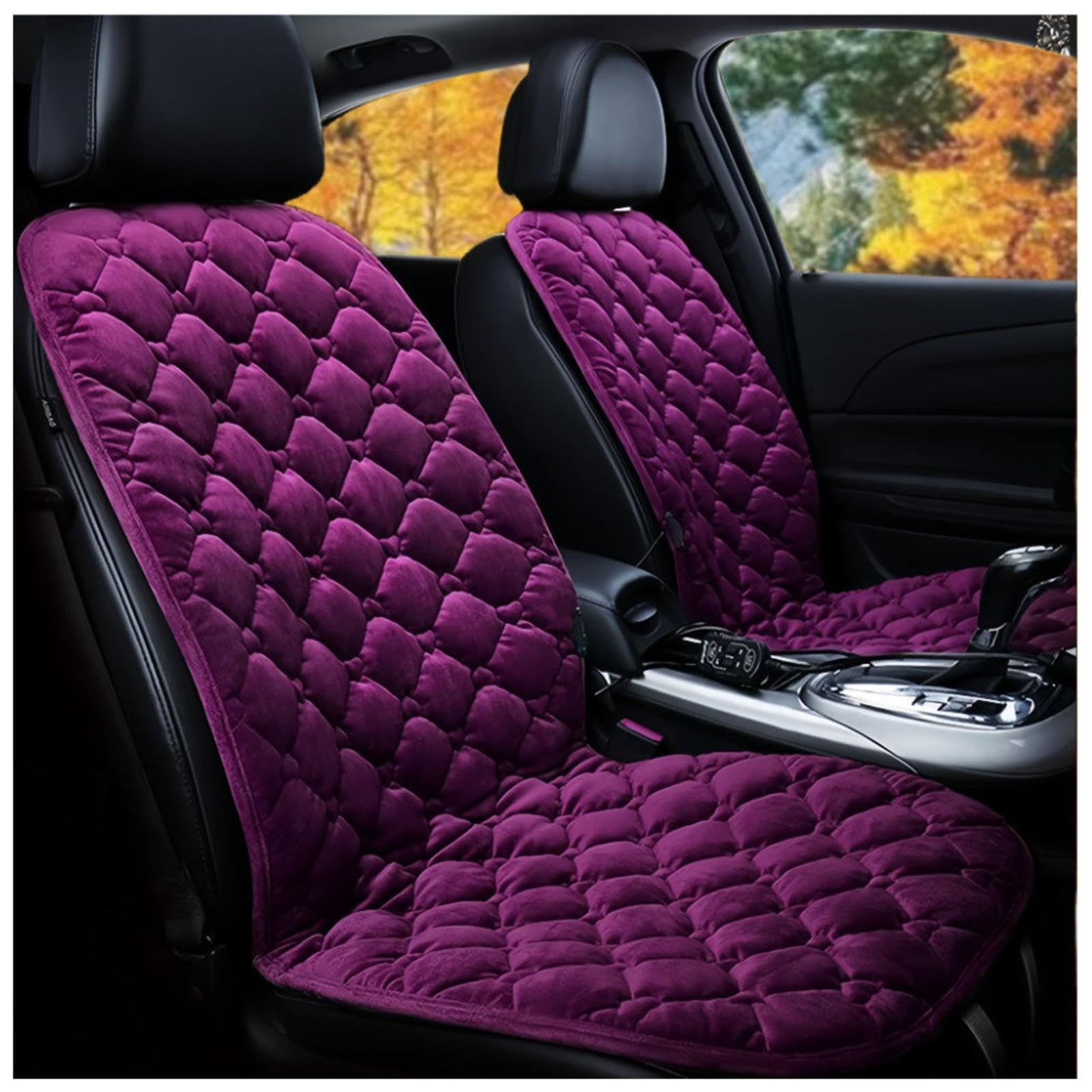 Wizvox 12V Auto Sitzheizung Auflage, Einstellbare Temperatur, GleichmäßIge Wabenheizung, rutschfest Autositzschoner, füR Home Office Fahrzeuge,BüRo,Purple-Doubleseater von Wizvox