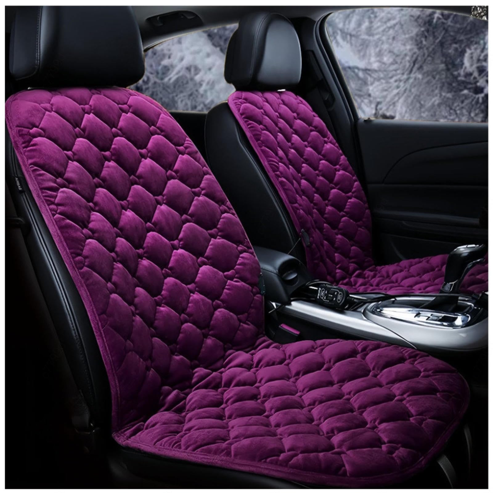 Wizvox 12V Auto Sitzheizung Auflage, Schnelle ErwäRmung, Bequem Und Atmungsaktiv, rutschfest Car Seat Cover, füR Home Office Fahrzeuge,BüRo,Purple-Doubleseater von Wizvox