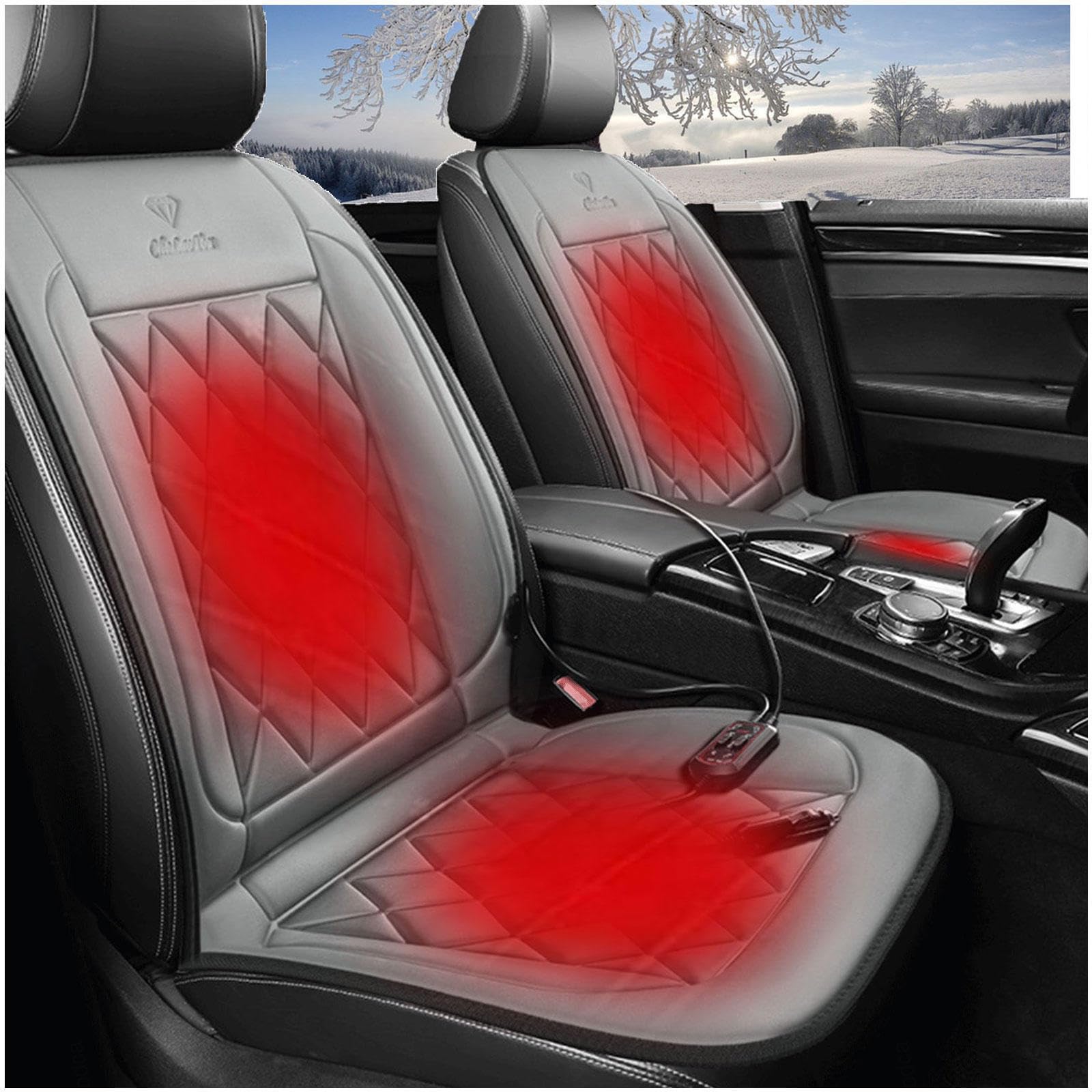 Wizvox 12V Autositzheizungsauflage, DREI Temperaturstufen Einstellbar, GleichmäßIge Wabenheizung Sitzheizung Auto Auflage, Compatible with 95% of Cars,Gray von Wizvox