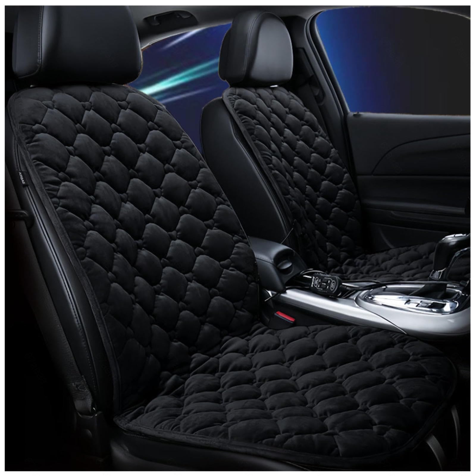 Wizvox 12V Autositzheizungsauflage, Dreistufige Heizung, rutschfest Und VerschleißFest, Warm Car Seat Cover, füR Home, Office Chair and More,Black-Doubleseater von Wizvox