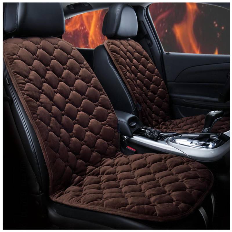 Wizvox 12V Autositzheizungsauflage, rutschfest, Schnelles Aufheizen Mit DREI Geschwindigkeiten Sitzbezug Auto Vordersitze, füR Auto, Home Office,Brown-Doubleseater von Wizvox