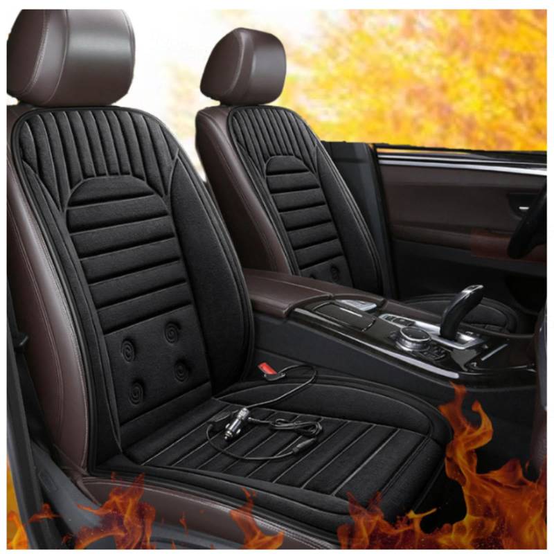 Wizvox 12V Autositzheizungsauflage, rutschfest Und VerschleißFest, Einstellbare Temperatur, 30 °C–65 °C SitzbezüGe Auto Vordersitze, füR Home, Office Chair and More,Black-Doubleseater von Wizvox