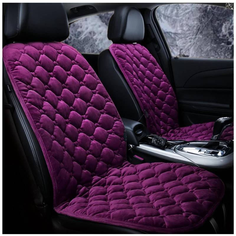 Wizvox 12V Autositzheizungsauflage ZigarettenanzüNder, Dreistufige Heizung, rutschfest Und VerschleißFest, Warm Car Seat Cover, füR Home Office Fahrzeuge,BüRo,Purple-Doubleseater von Wizvox