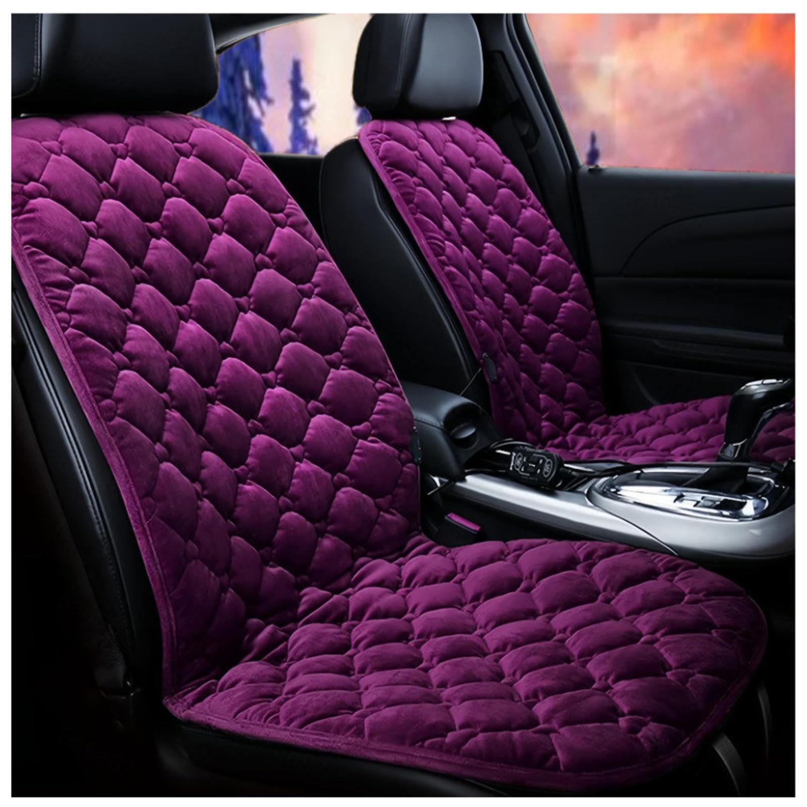 Wizvox 12V Beheizbare Sitzauflage, DREI Temperaturstufen Einstellbar, GleichmäßIge Wabenheizung Car Seat Cover, füR Auto, Home Office,Purple-Doubleseater von Wizvox