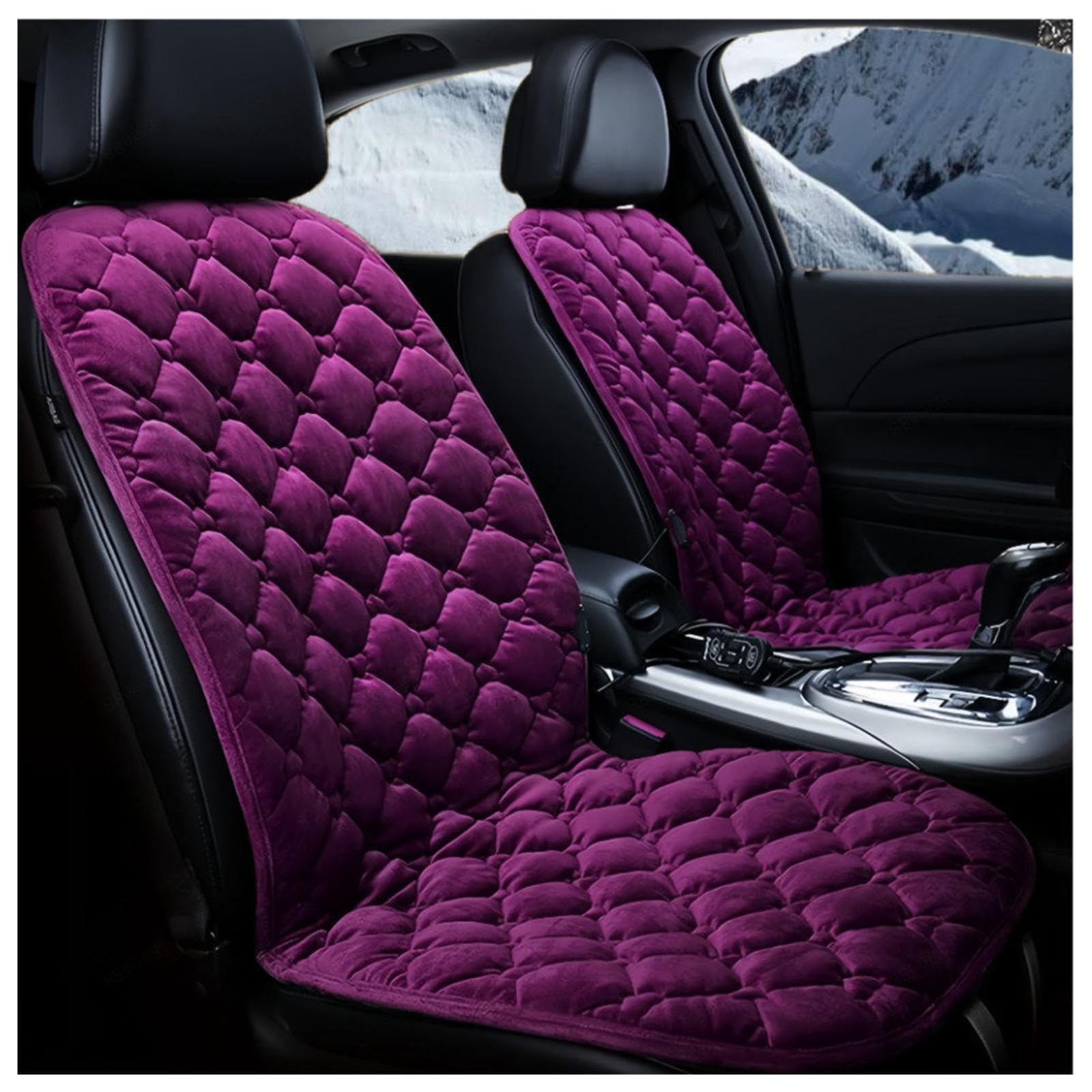 Wizvox 12V Beheizbare Sitzauflage, Einstellbare Temperatur, GleichmäßIge Wabenheizung, rutschfest Auto SitzbezüGe, Compatible with 95% of Cars,Purple-Doubleseater von Wizvox