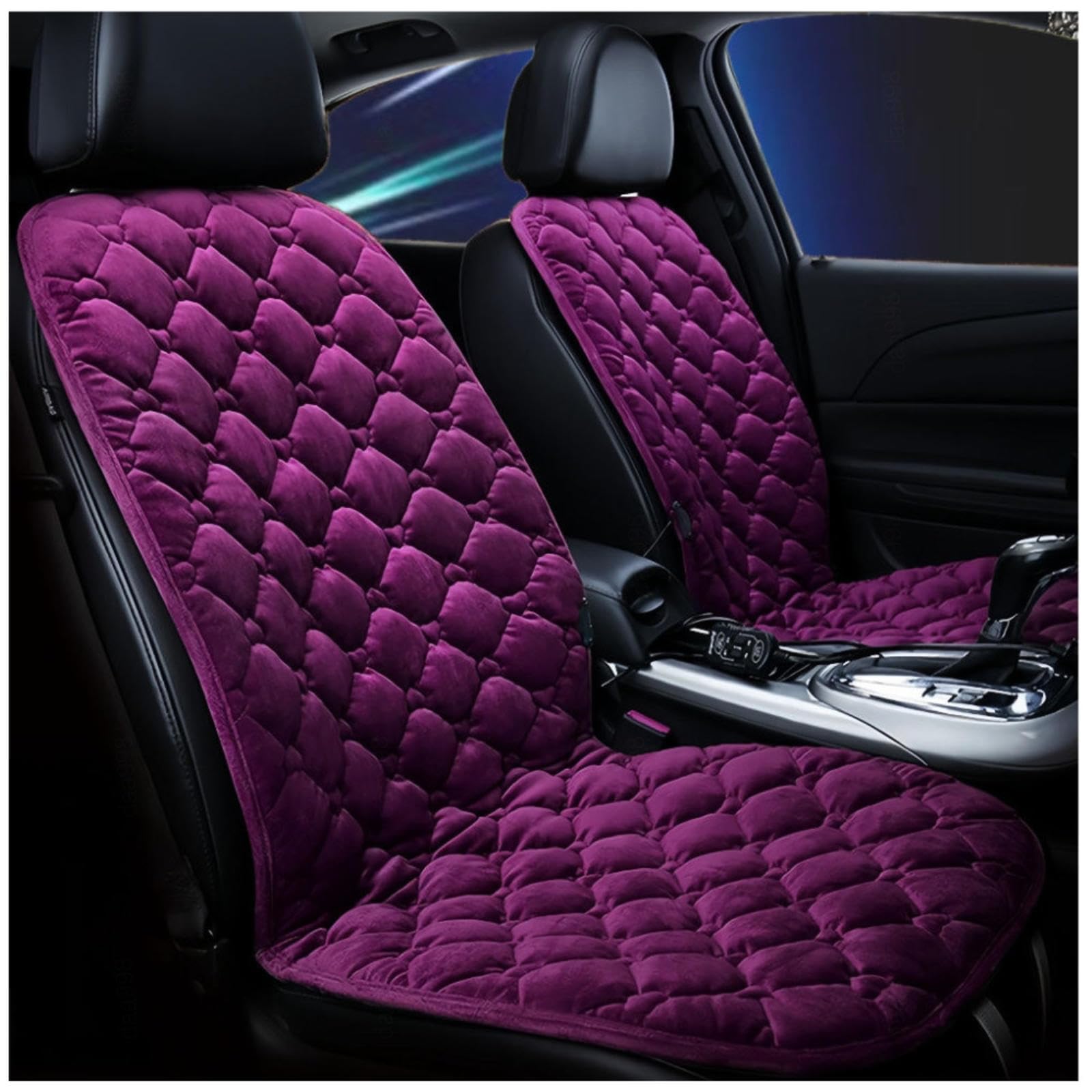 Wizvox 12V Beheizbare Sitzauflage, Einstellbare Temperatur, GleichmäßIge Wabenheizung, rutschfest SitzbezüGe Auto Universal, füR Home Office Fahrzeuge,BüRo,Purple-Doubleseater von Wizvox