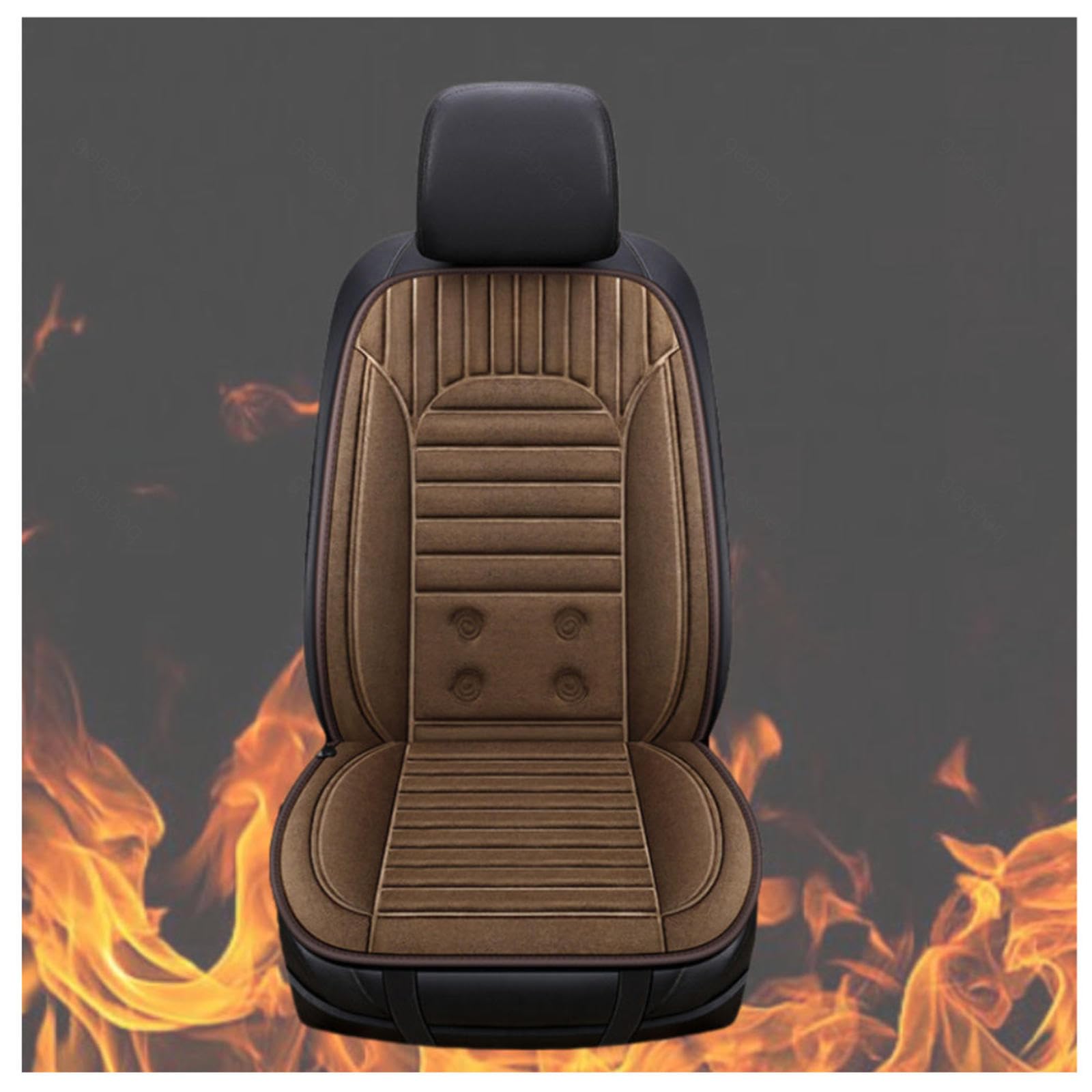 Wizvox 12V Beheizbare Sitzauflage, rutschfest, Schnelles Aufheizen Mit DREI Geschwindigkeiten Sitzschoner Auto Vordersitze, füR Kalte Tage Warm Halten,Coffee-Singleseater von Wizvox