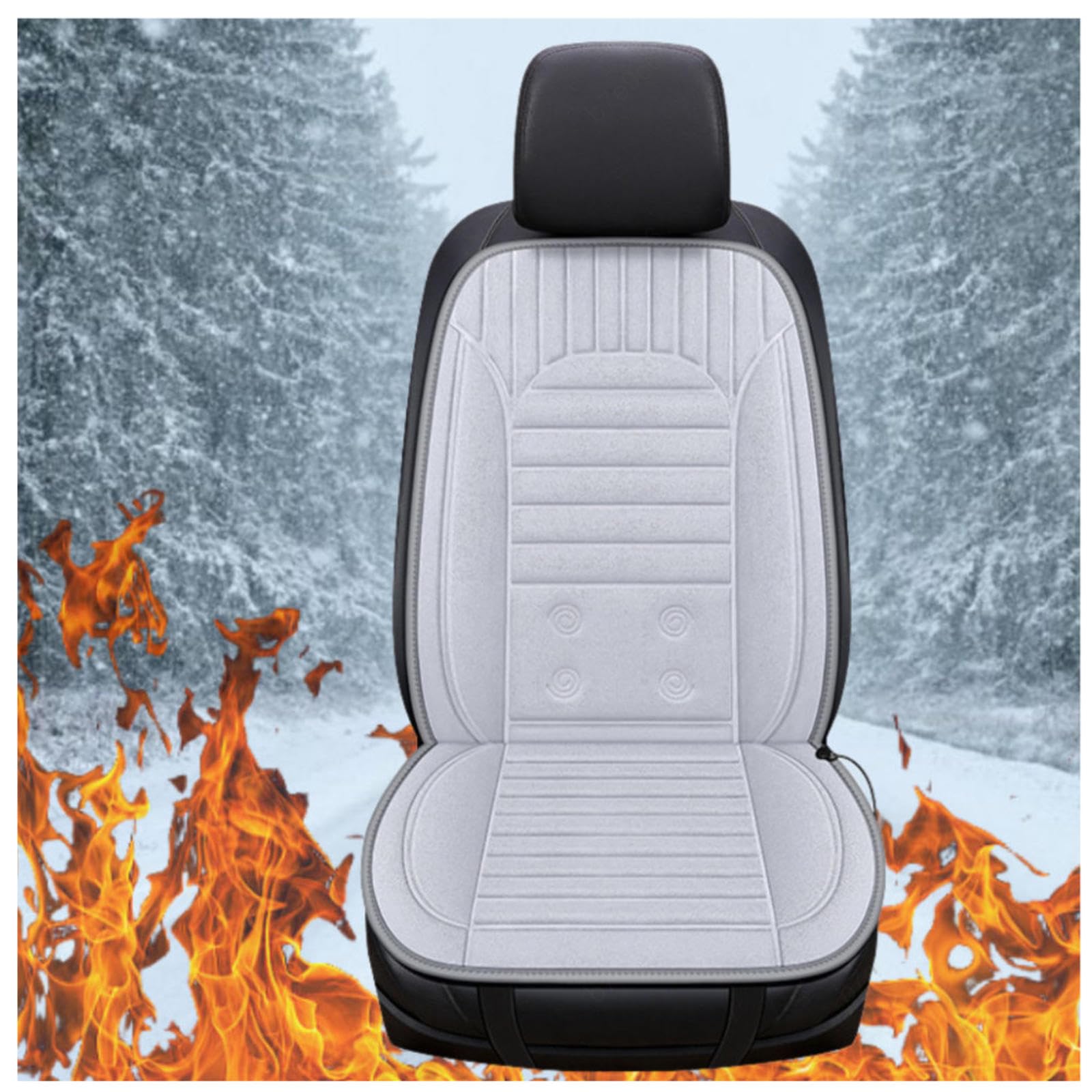 Wizvox 12V Beheizbare Sitzauflage Auto, Dreistufige Heizung, Leistungsschutz, rutschfest Und VerschleißFest Car Seat Cover, füR Home Office Fahrzeuge,BüRo,Gray-Singleseater von Wizvox