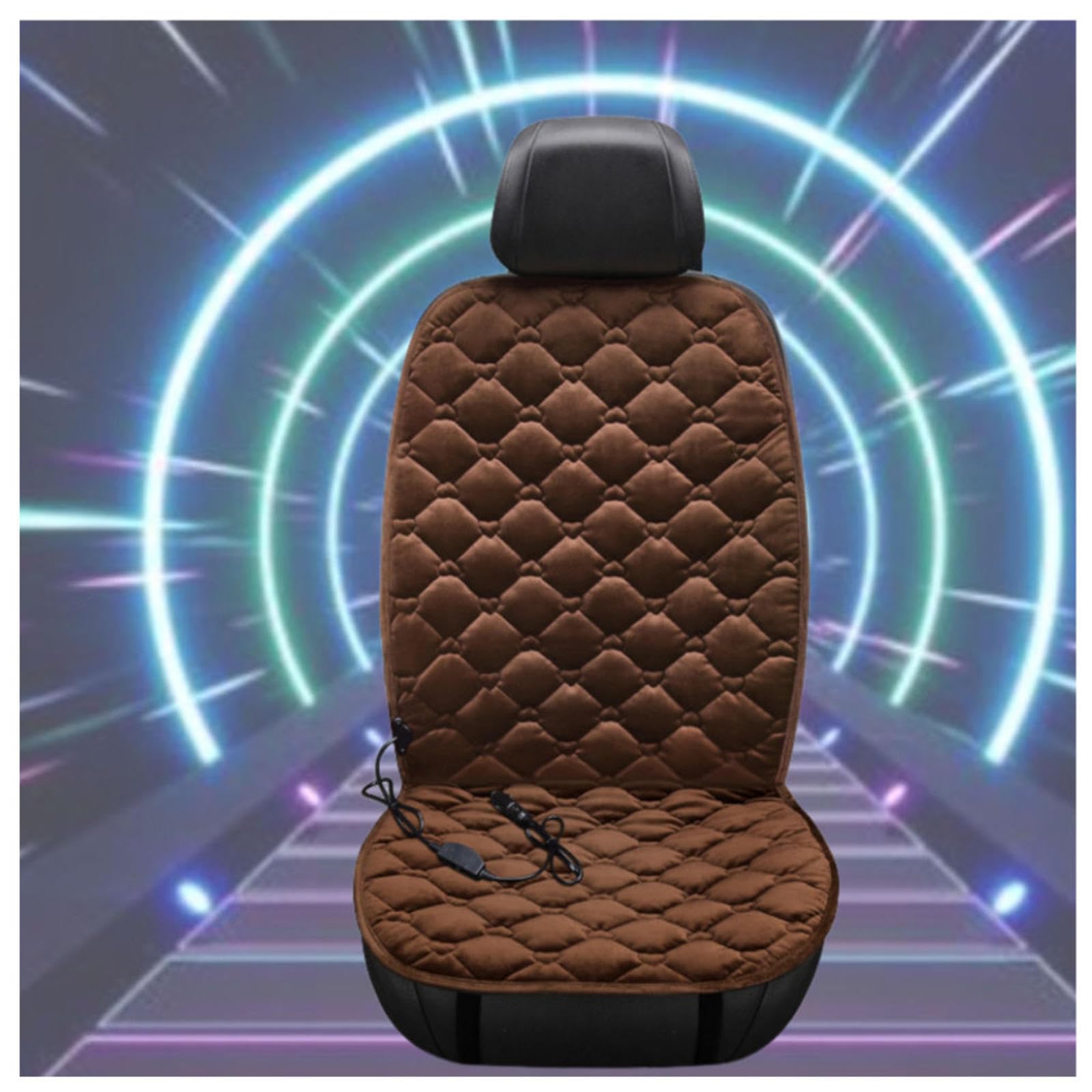 Wizvox 12V Beheizbare Sitzauflage Auto, Dreistufige Heizung, rutschfest Und VerschleißFest, Warm Autositzkissen Vordersitze, Compatible with 95% of Cars,Brown-Singleseater von Wizvox