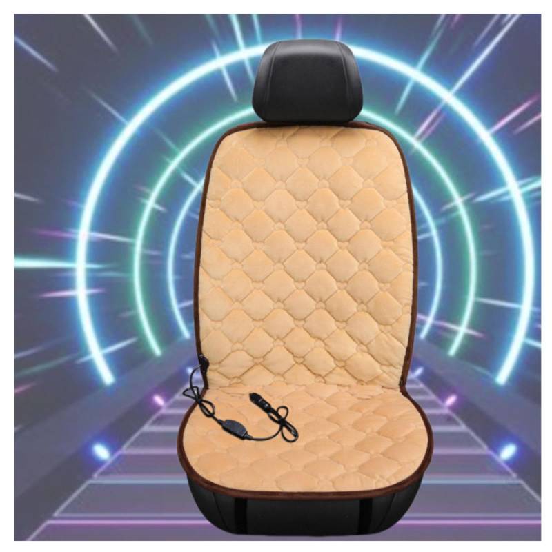 Wizvox 12V Beheizbare Sitzauflage Auto, Schnelle ErwäRmung, Bequem Und Atmungsaktiv, rutschfest Auto Sitzauflagen, Compatible with 95% of Cars,beige-Singleseater von Wizvox