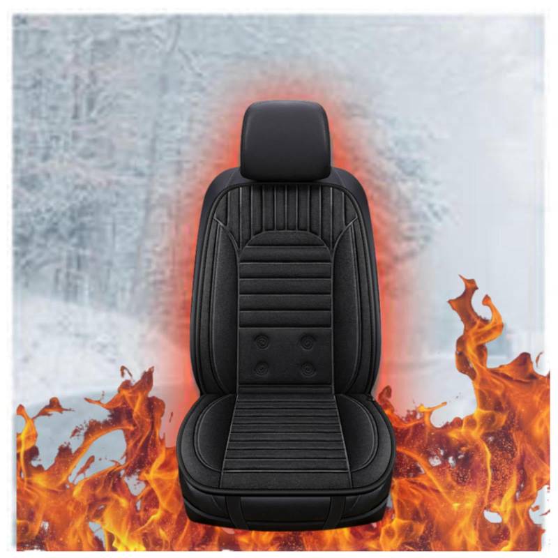 Wizvox 12V Beheizbare Sitzauflage Auto 12v, Dreistufige Heizung, rutschfest Und VerschleißFest, Warm Sitzauflage Auto Vordersitze, füR Den Einsatz Im Auto Geeignet,Black-Singleseater von Wizvox