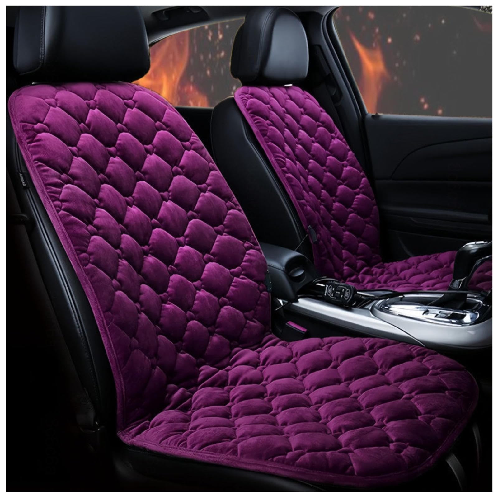 Wizvox 12V Beheizbare Sitzauflage Auto 12v, Einstellbare Temperatur, GleichmäßIge Wabenheizung, rutschfest SitzbezüGe Auto, Passend füR Die Meisten Autos,Purple-Doubleseater von Wizvox