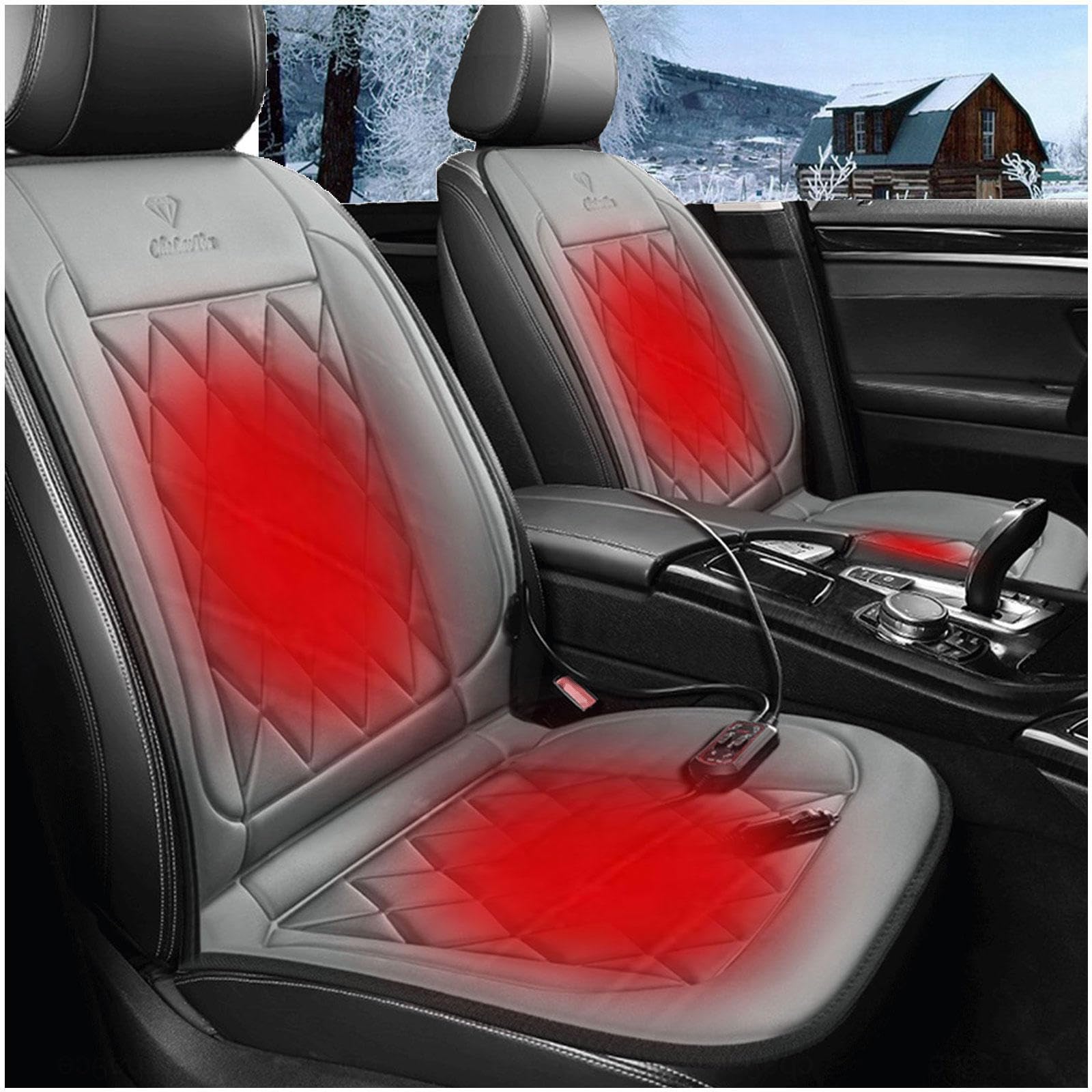 Wizvox 12V Heizsitzauflage Auto, rutschfest, Hitze Mit ZigarettenanzüNder, Einstellbare Temperatur Car Seat Cover, füR Den Einsatz Im Auto Geeignet,Gray von Wizvox