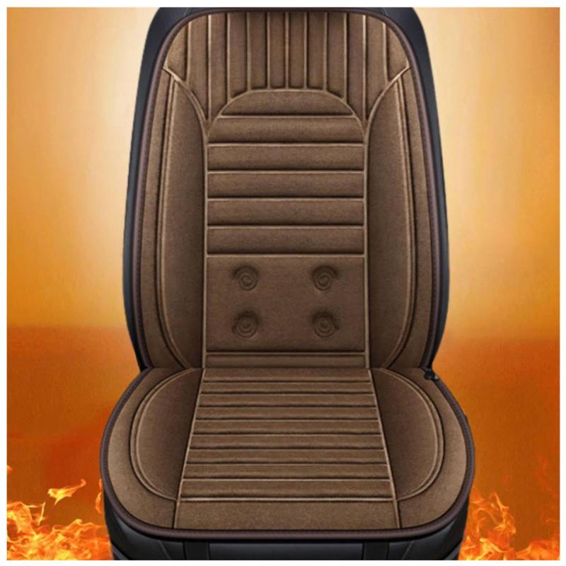 Wizvox 12V Sitzauflage Auto Beheizbar, Dreistufige Heizung, rutschfest Und VerschleißFest, Warm AutositzbezüGe Vordersitze, Compatible with 95% of Cars,Coffee-Singleseater von Wizvox