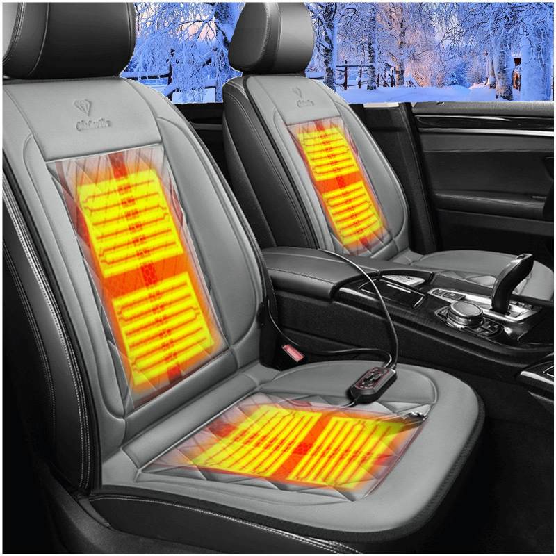 Wizvox 12V Sitzheizung, 65 °C Konstante WäRmeleitung, rutschfest SitzbezüGe Auto Vordersitze, Compatible with 95% of Cars,Gray von Wizvox