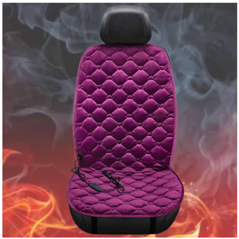 Wizvox 12V Sitzheizung, rutschfest, Hitze Mit ZigarettenanzüNder, Einstellbare Temperatur Sitzschoner Auto, Compatible with 95% of Cars,Purple-Singleseater von Wizvox