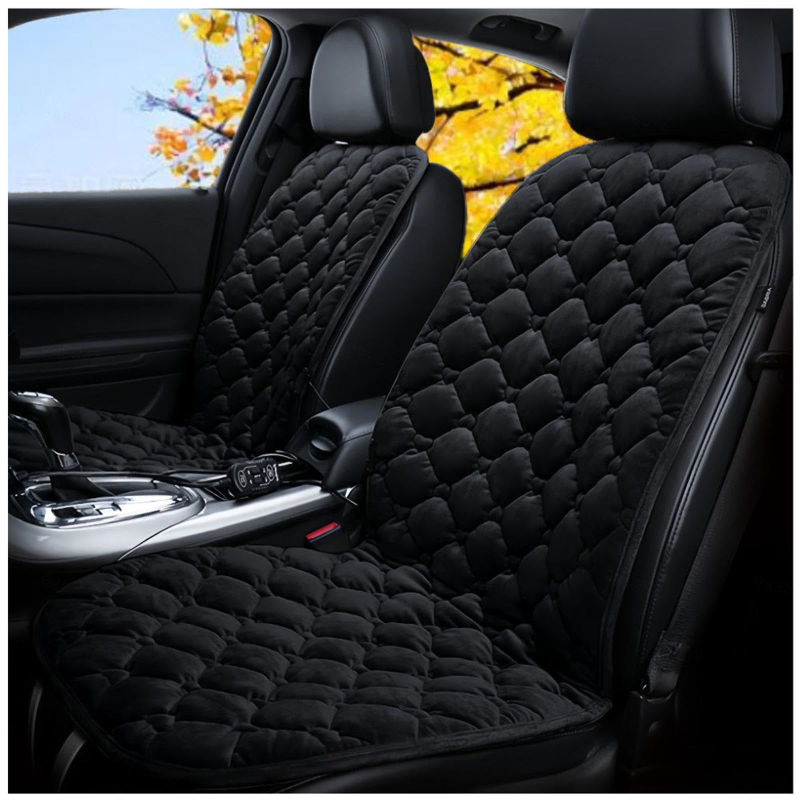 Wizvox 12V Sitzheizung Auflage, Schnelle ErwäRmung, Bequem Und Atmungsaktiv, rutschfest Car Seat Cover, füR Stuhl,Auto,Home Office,Black-Doubleseater von Wizvox