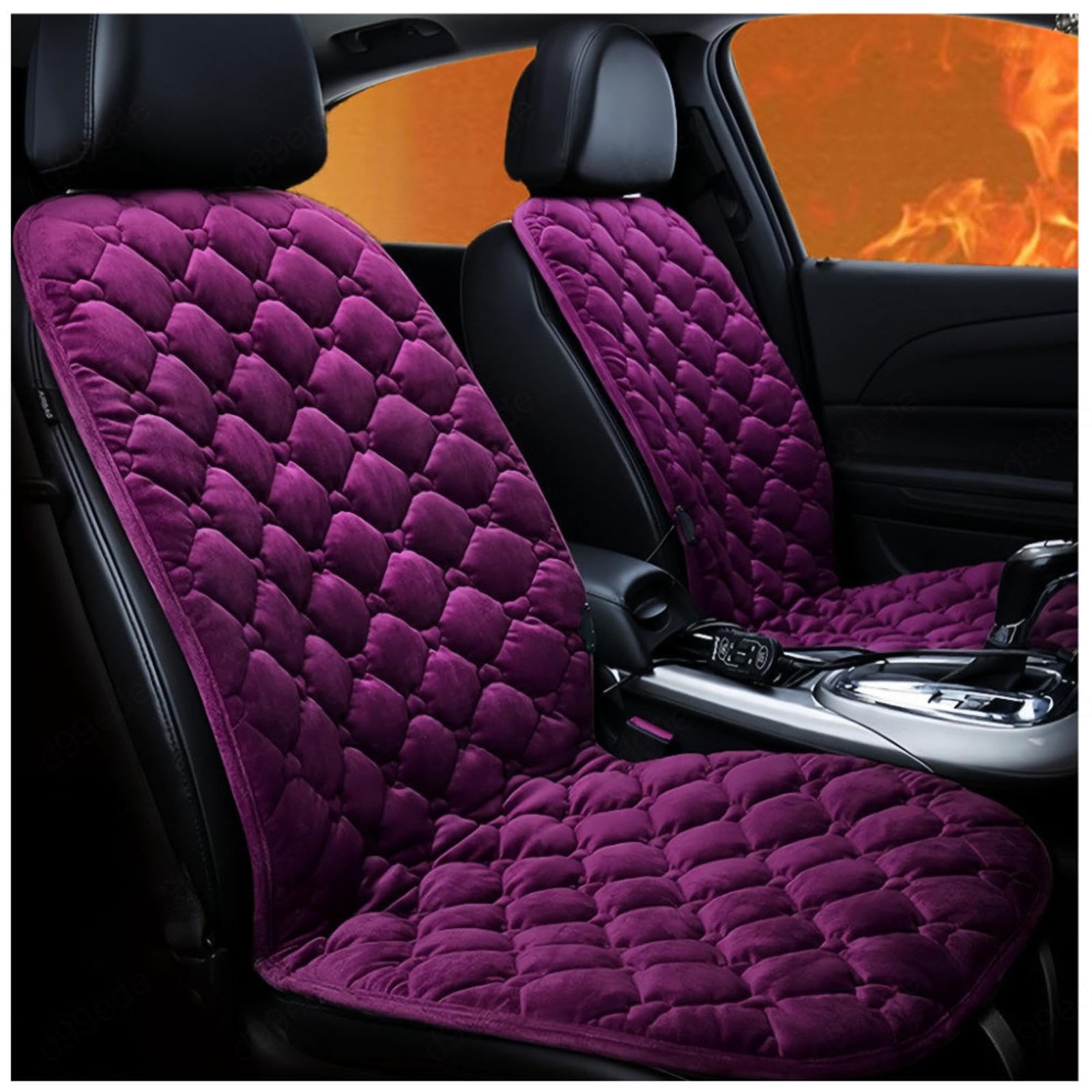 Wizvox 12V Sitzheizung Auto, Dreistufige Heizung, rutschfest Und VerschleißFest, Warm Auto Sitzauflagen, Passend füR Die Meisten Autos,Purple-Doubleseater von Wizvox